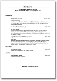 Sample Resume for Recent College Graduate Dokument zum Download