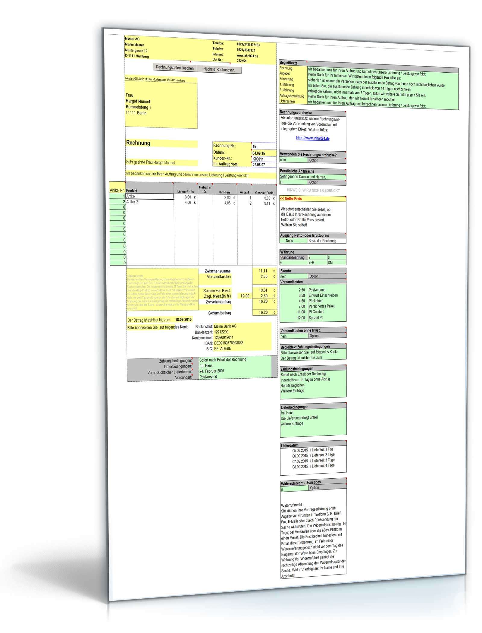 Hauptbild des Produkts: Die genial einfache Rechnungsstellung unter Excel