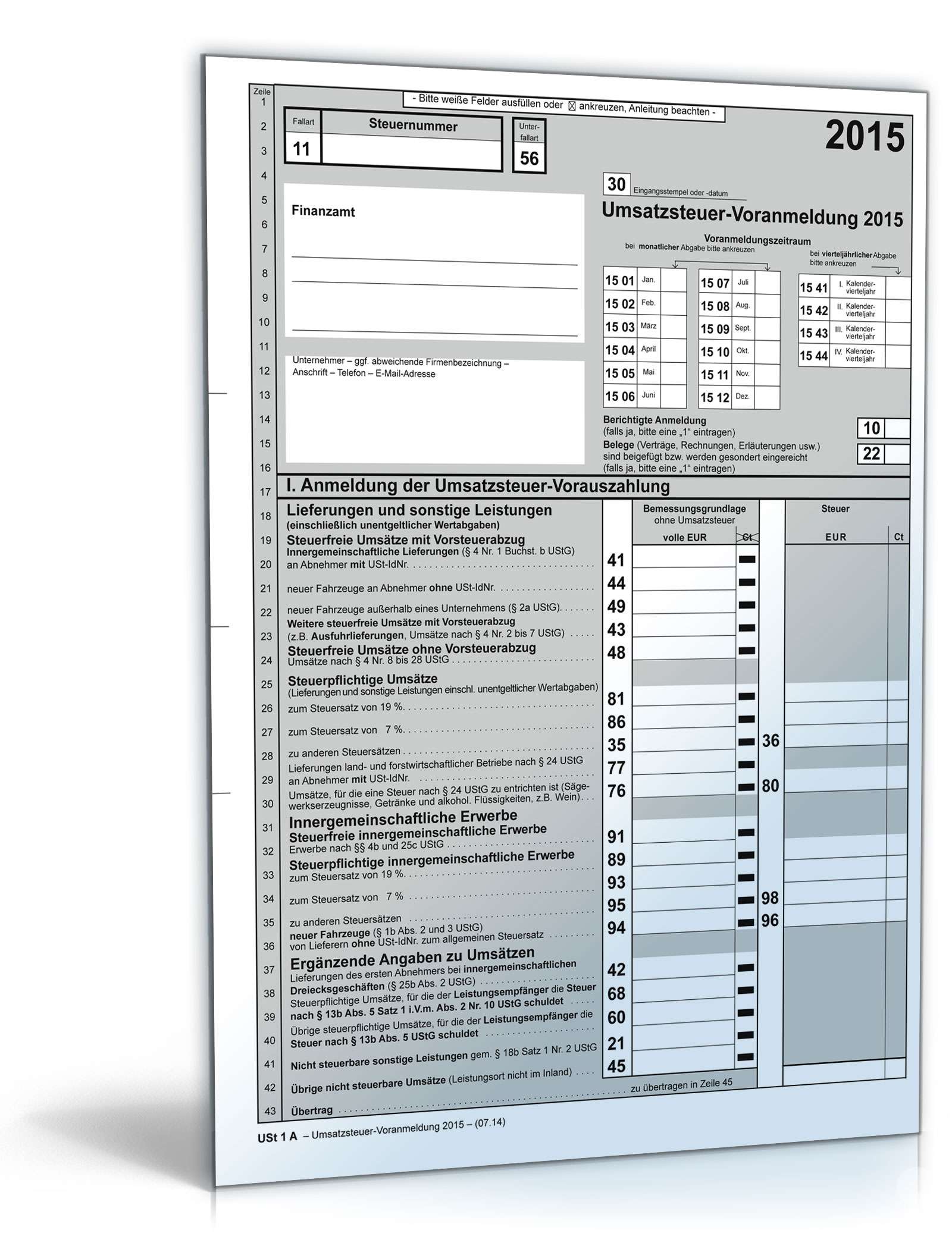 Hauptbild des Produkts: Umsatzsteuer-Voranmeldung 2015