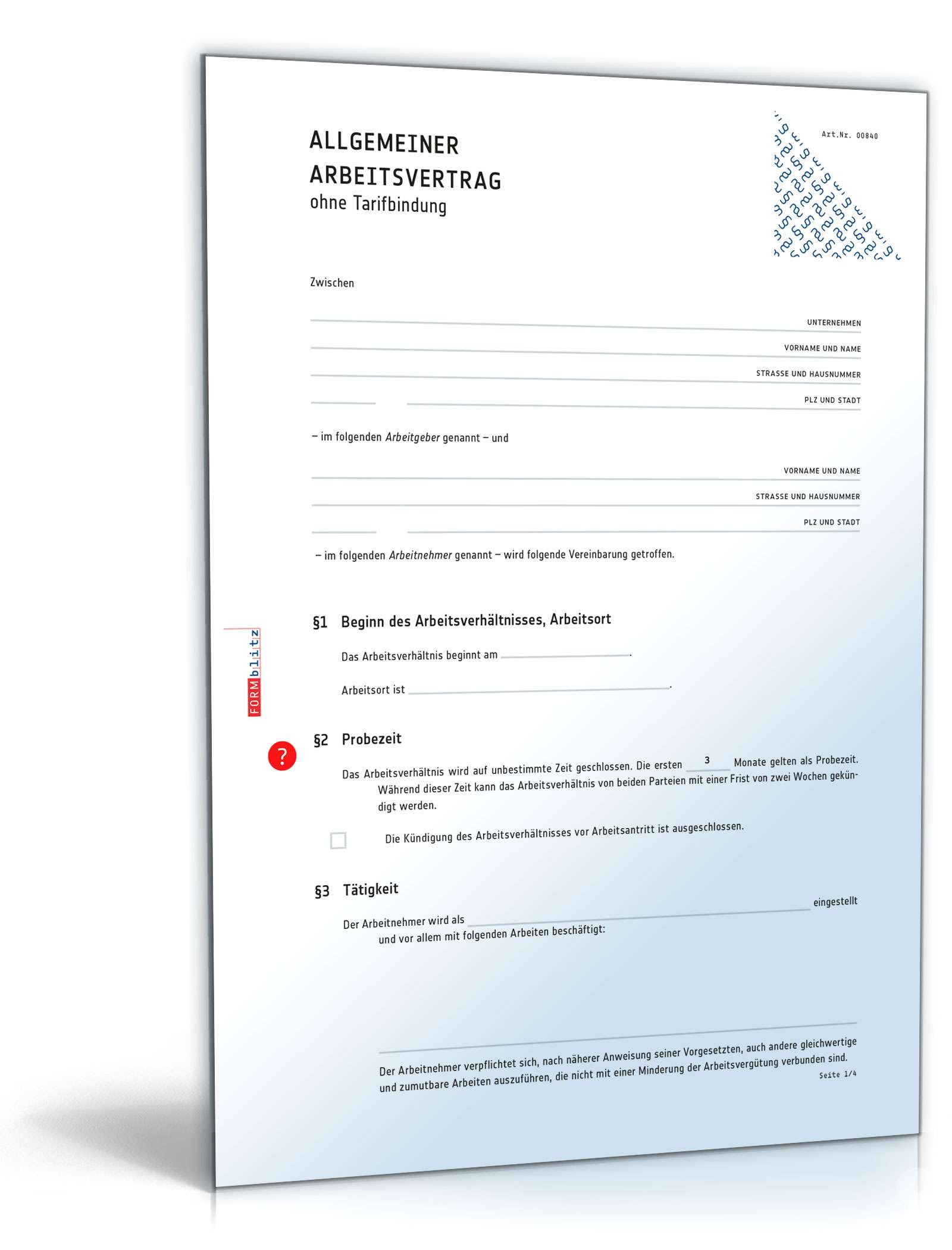Hauptbild des Produkts: Arbeitsvertrag PDF