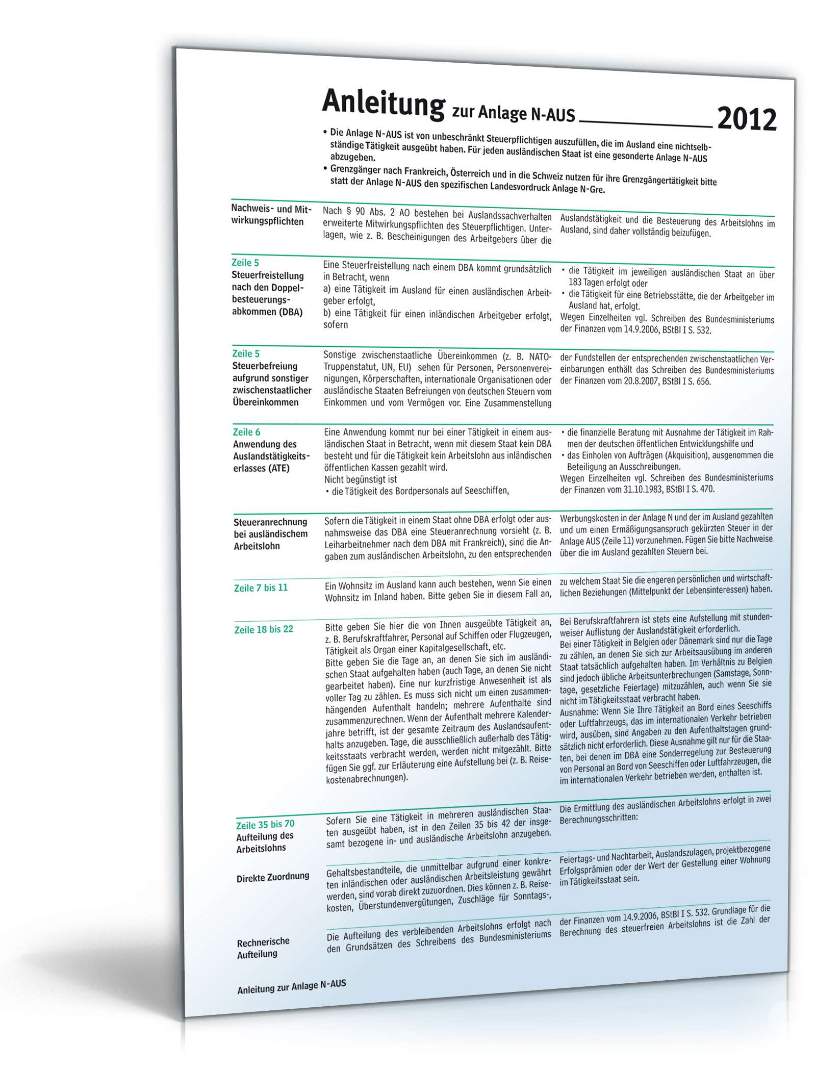 Hauptbild des Produkts: Anleitung zur Anlage N-AUS 2012