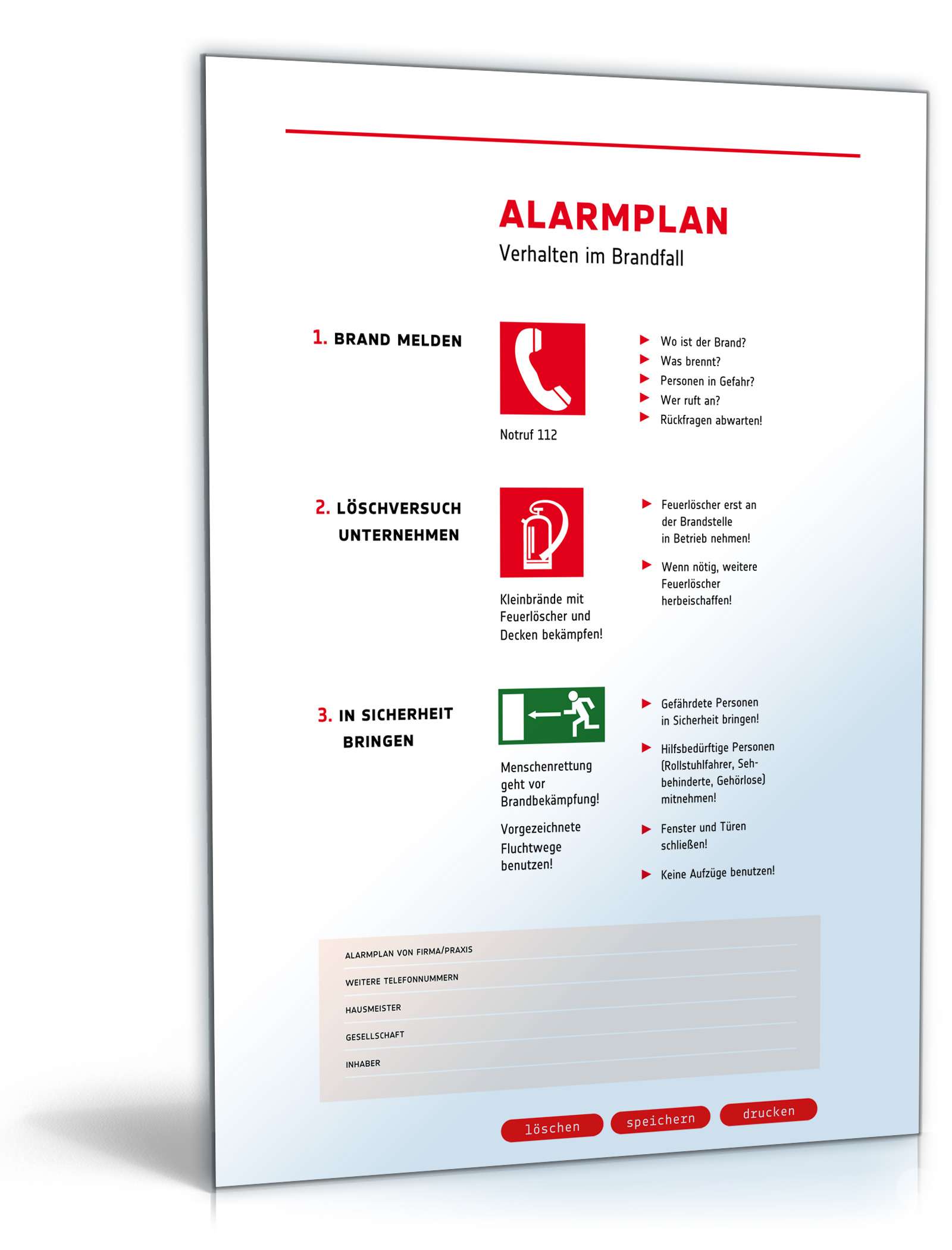 Hauptbild des Produkts: Schild Notfall- und Alarmplan