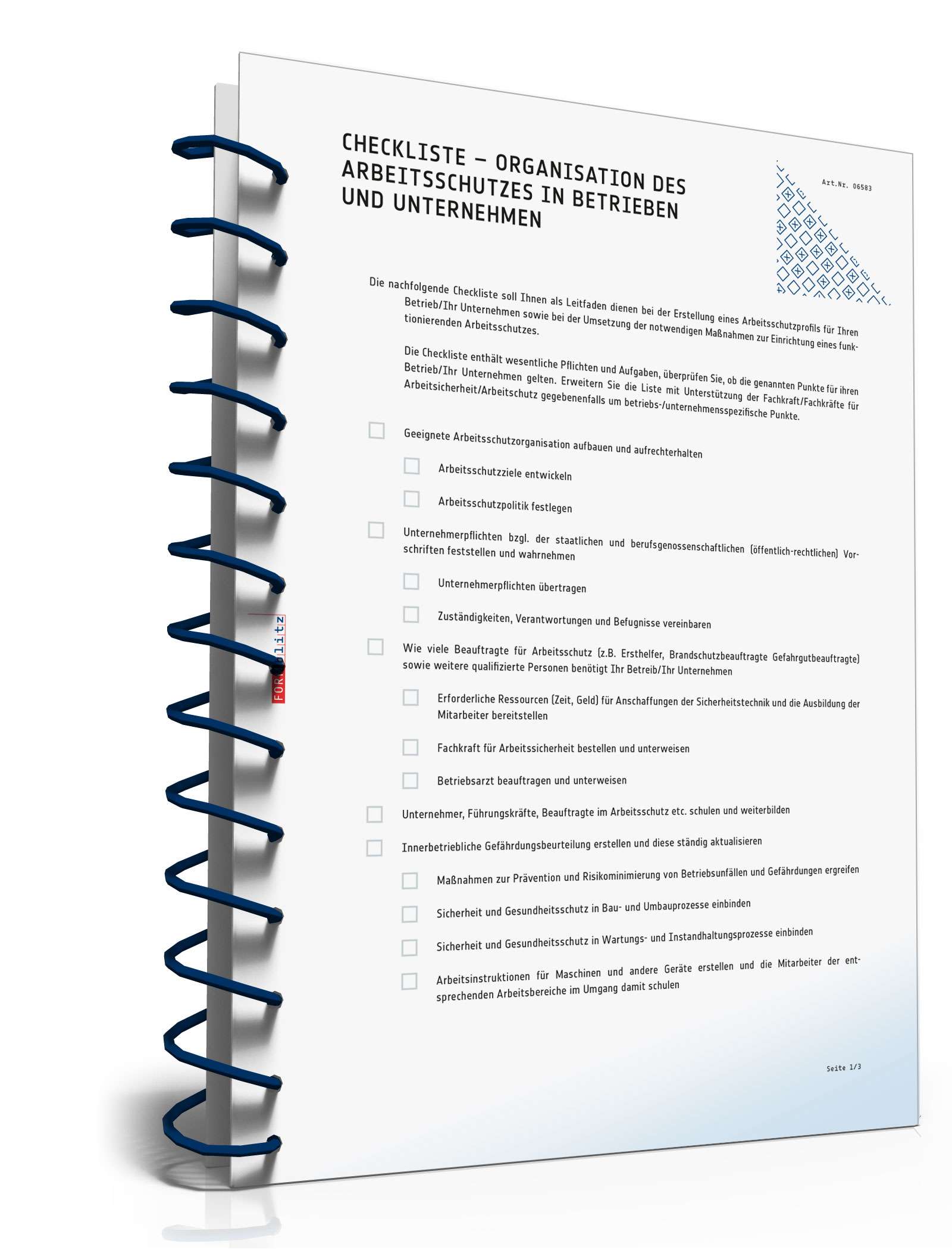 Hauptbild des Produkts: Checkliste Organisation Arbeitsschutz 