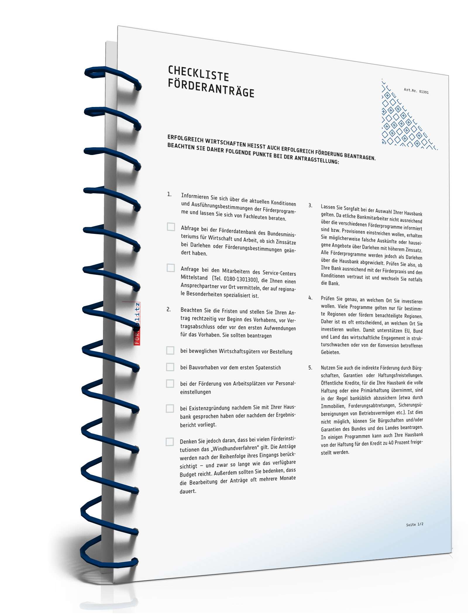 Hauptbild des Produkts: Checkliste für Förderanträge