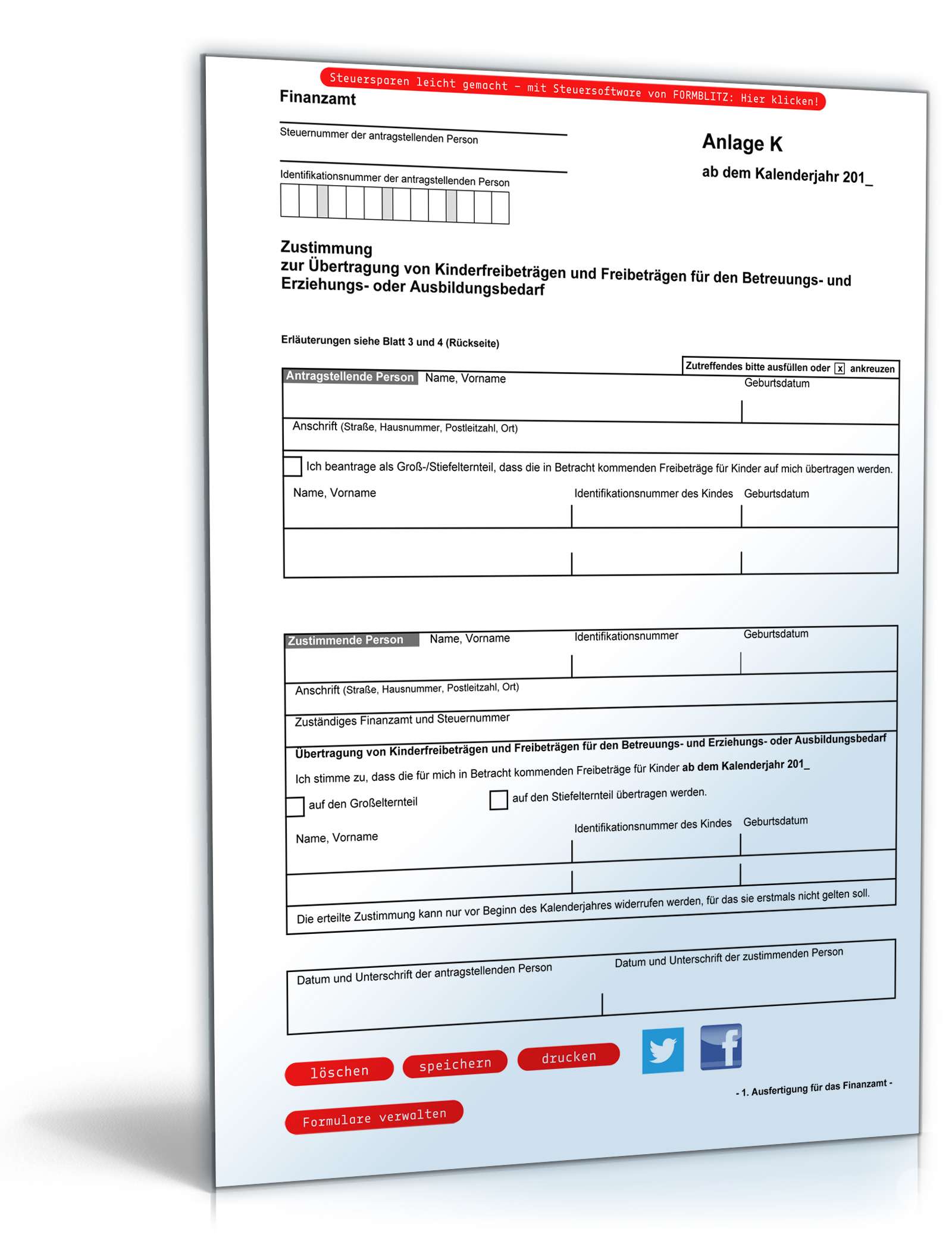 Anlage K ab 2010 | Formular zu Download