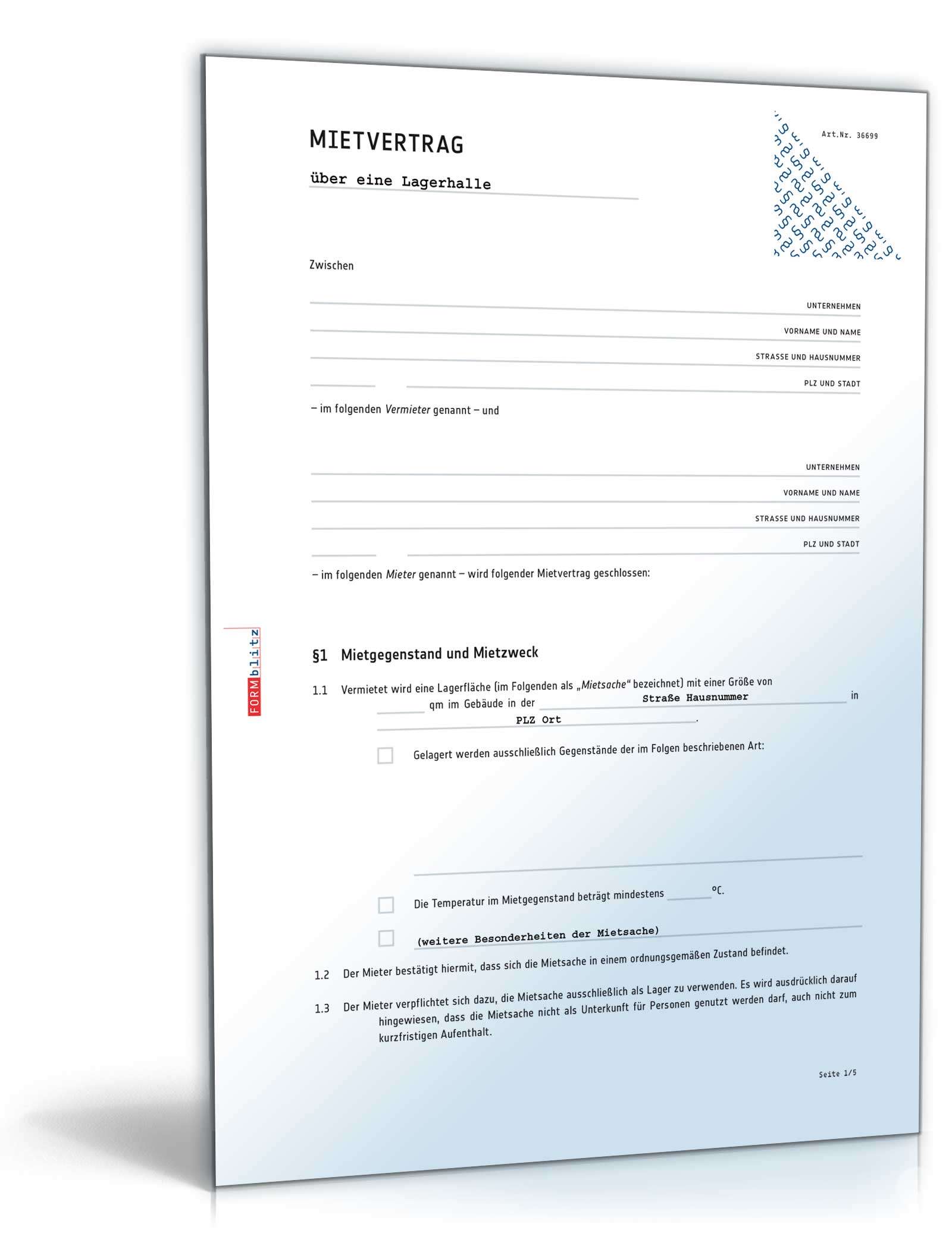 Mietvertrag Lagerraum: Rechtssicheres Muster zum Download