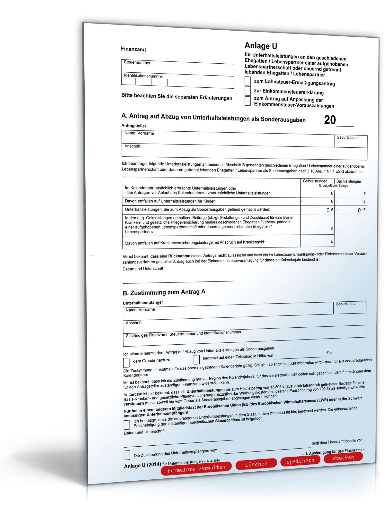 Anlage U 2014 | Formular zum Download