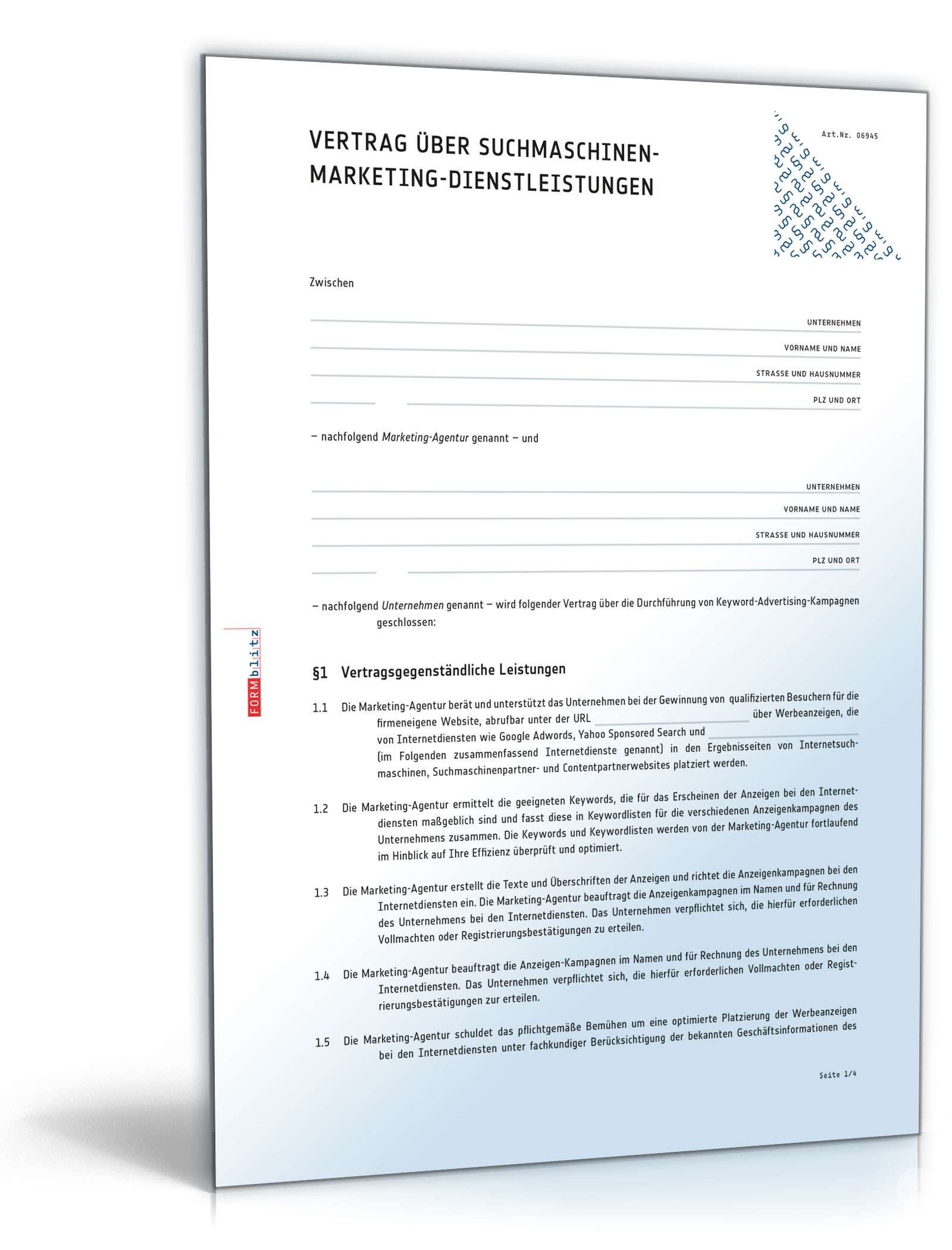 Vertrag Suchmaschinenmarketing | Muster zum Download