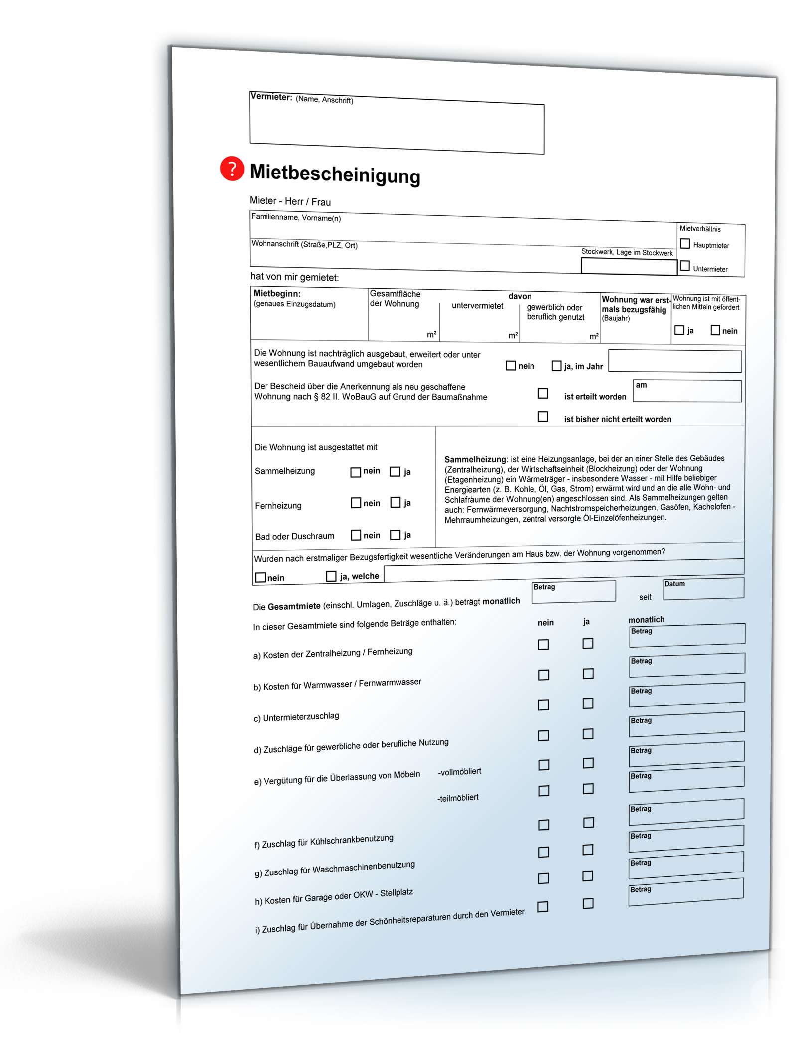 Mietbescheinigung | Anwaltsgeprüftes Muster zum Download