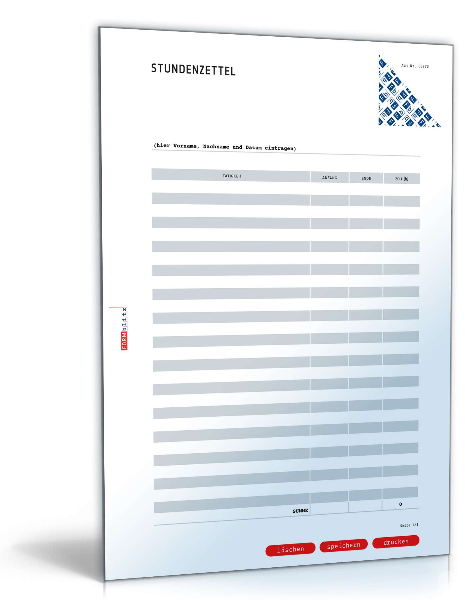 Stundenzettel Tagesübersicht | Vorlage zum Download