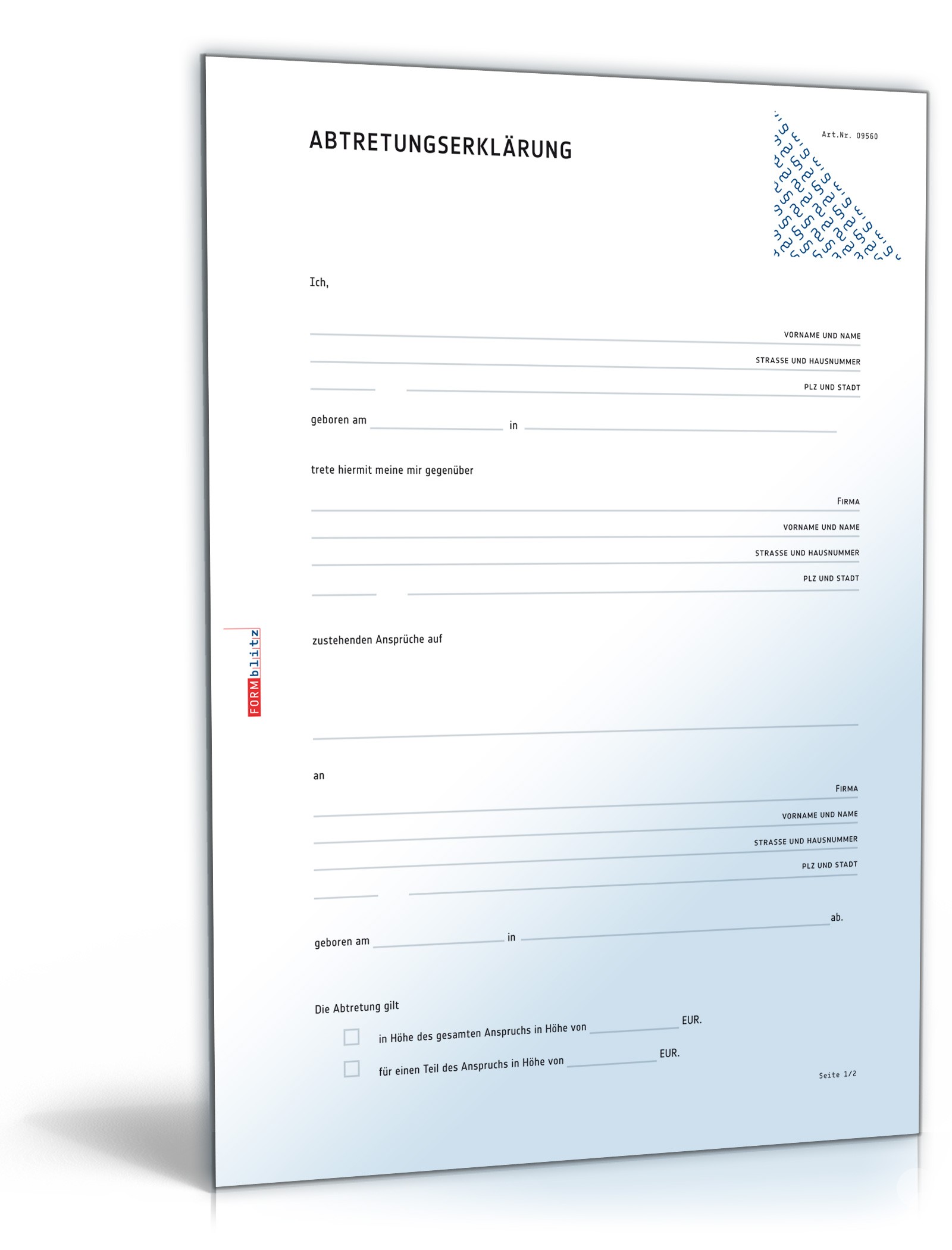 Abtretung Versicherung Formular