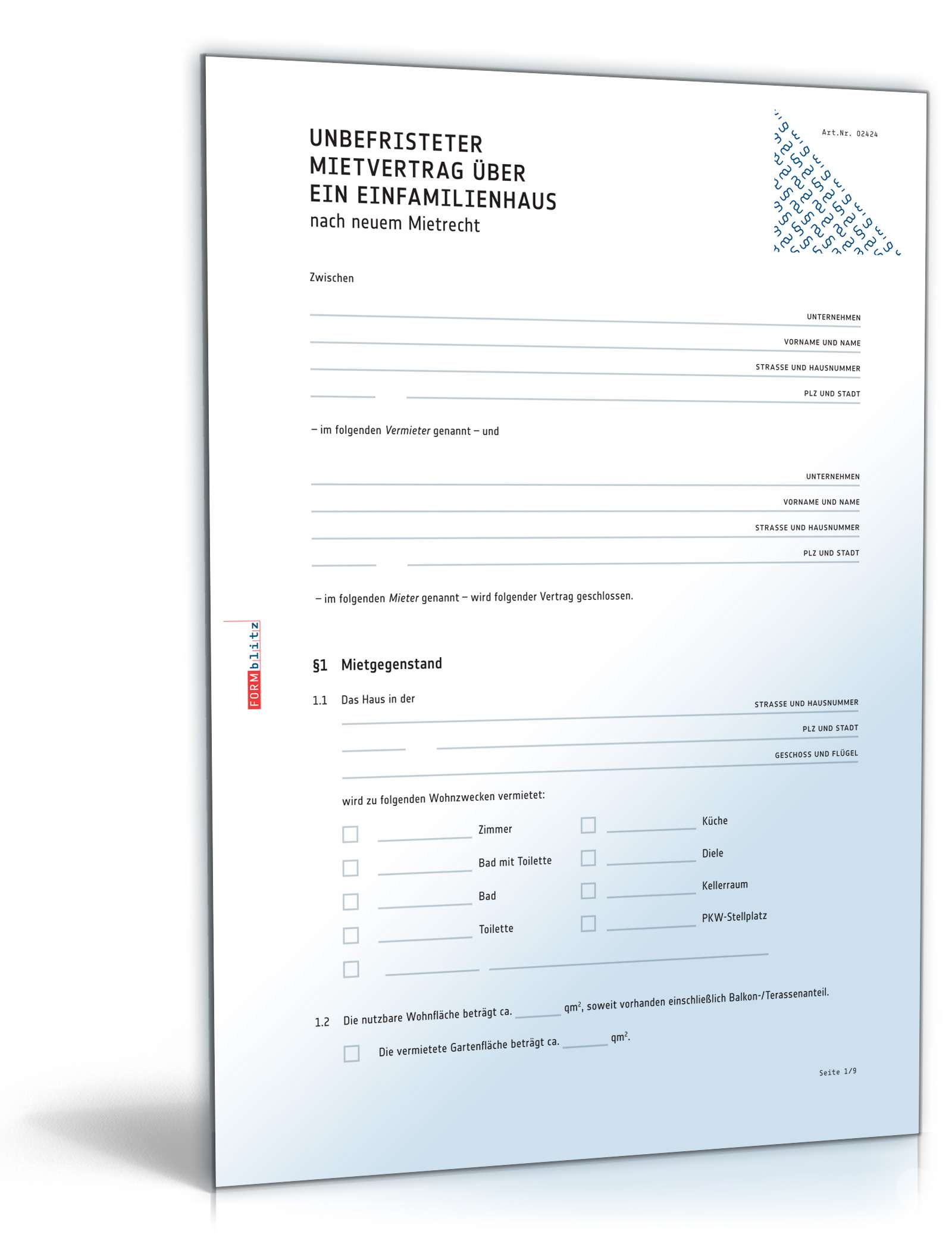 Mietvertrag Einfamilienhaus: Muster als PDF & DOC downloaden