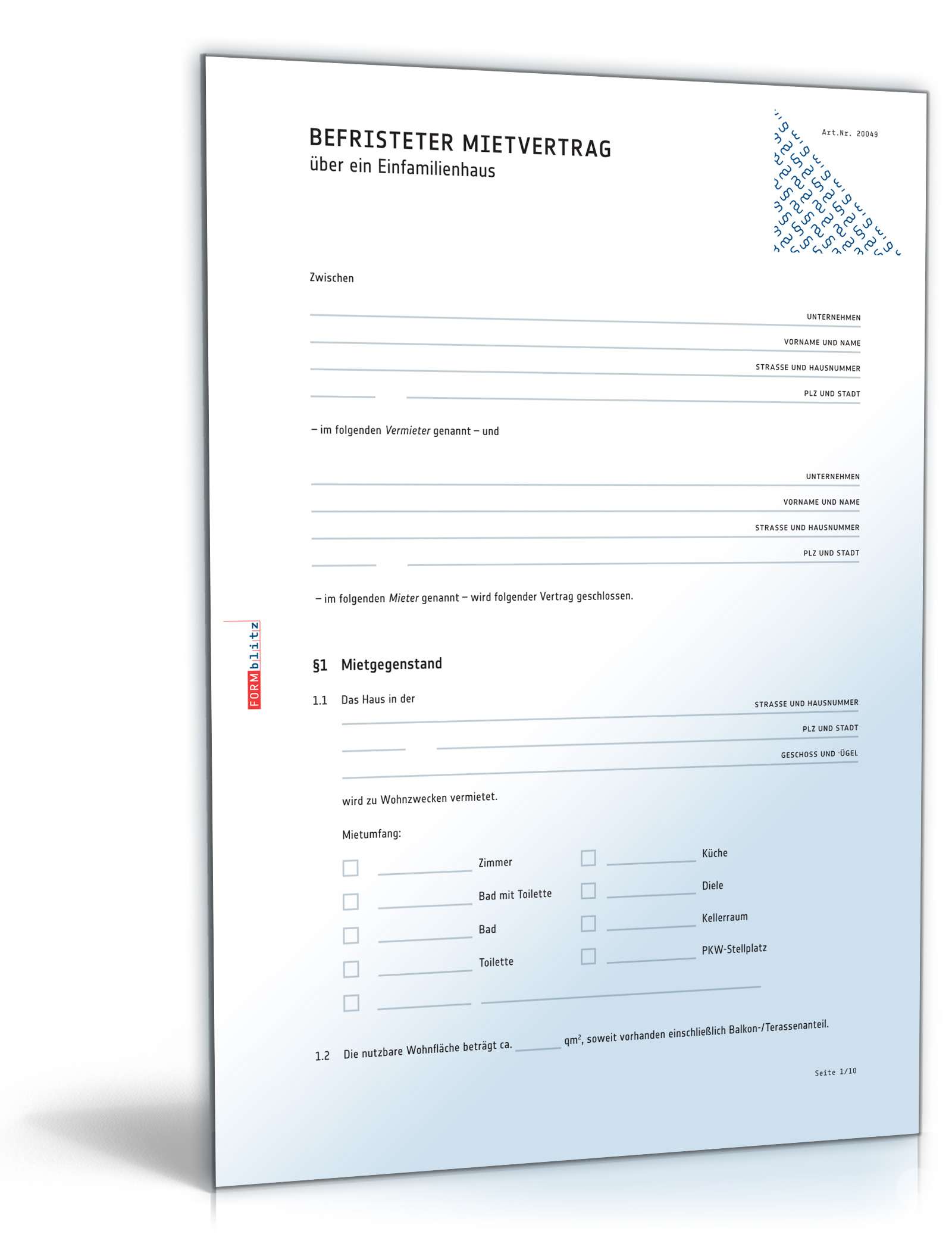 Befristeter Mietvertrag Einfamilienhaus: Muster zum Download