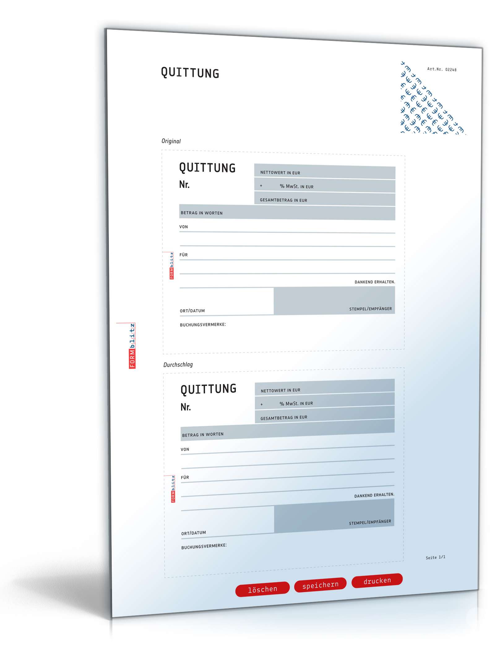 Quittung: Editierbares Muster als PDF zum Download
