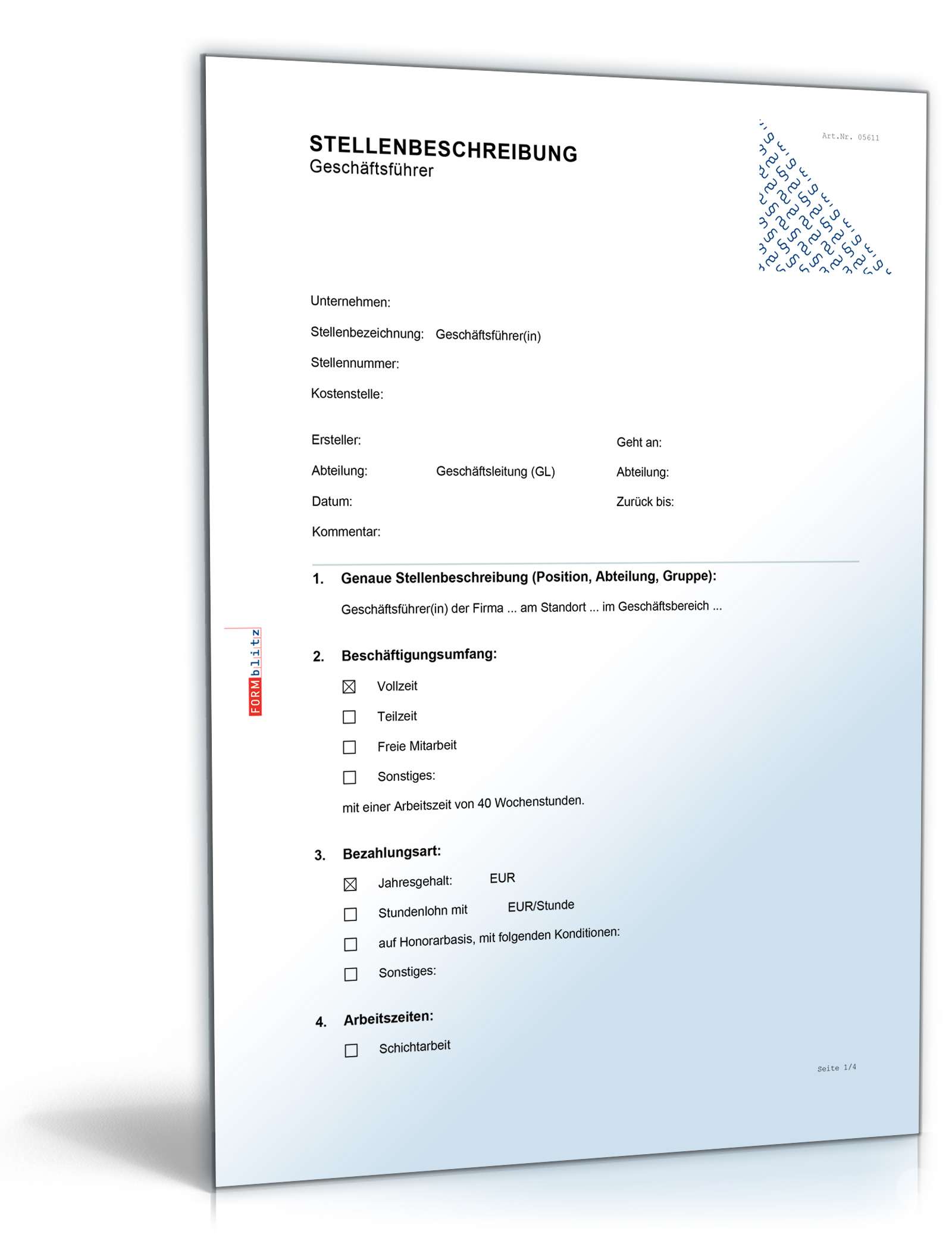 Stellenbeschreibung Geschäftsführer/-in | Muster zum Download