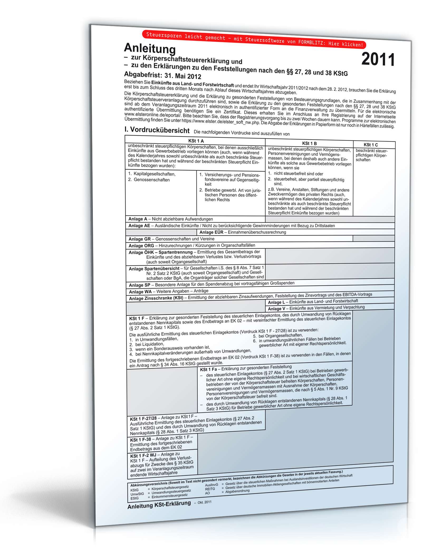 Hauptbild des Produkts: Anleitung zur Körperschaftsteuererklärung 2011