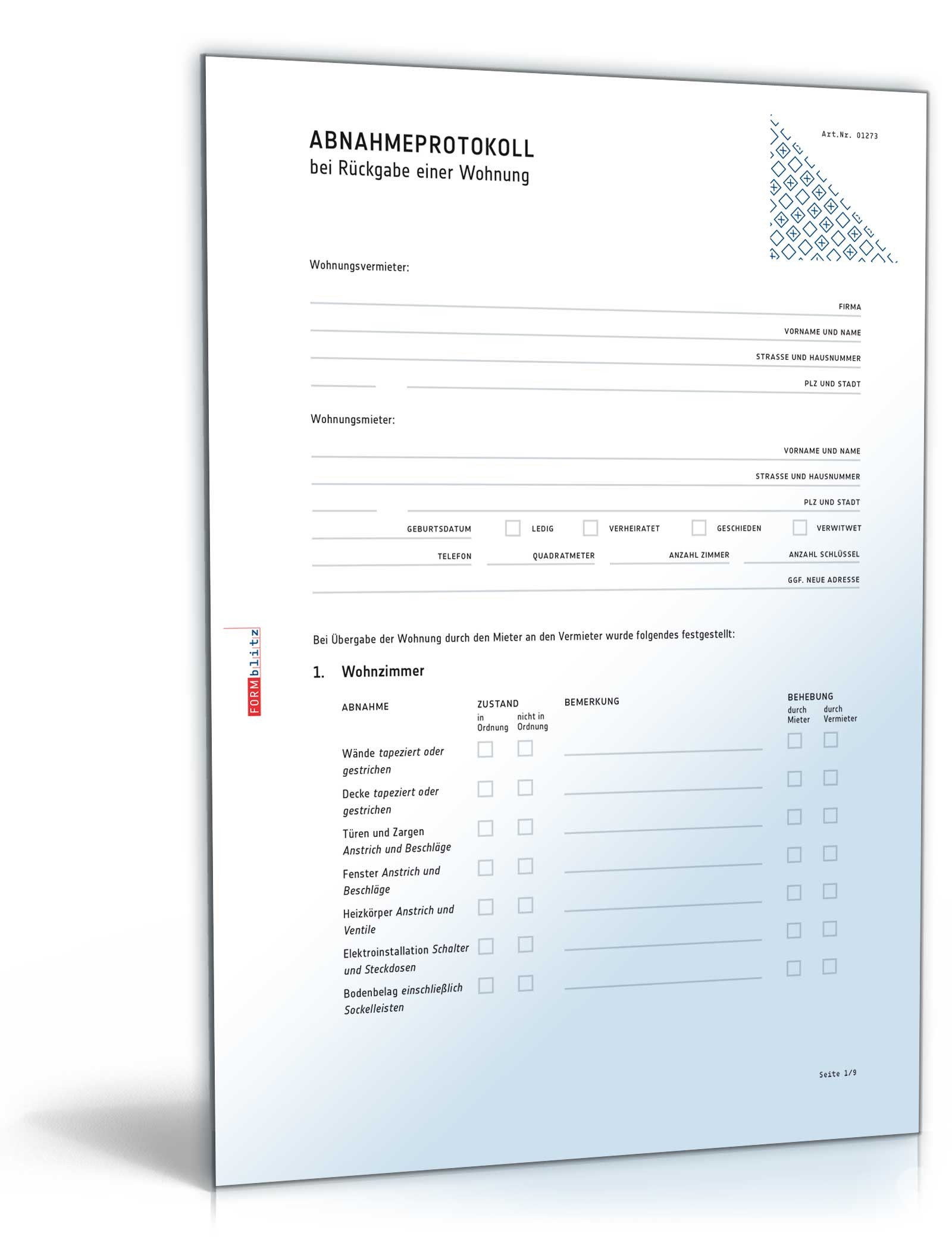 Hauptbild des Produkts: Abnahmeprotokoll Wohnung