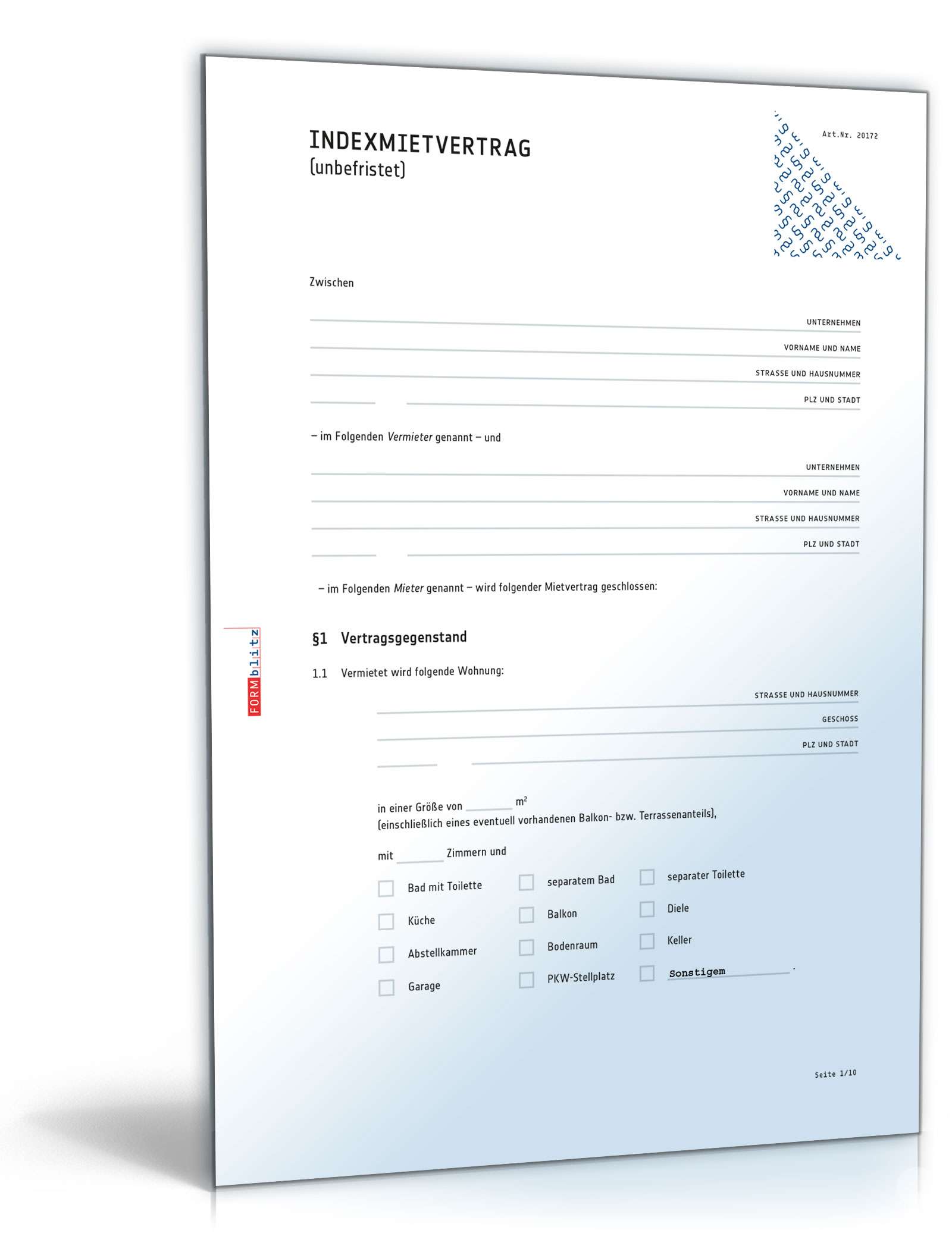 Hauptbild des Produkts: Indexmietvertrag