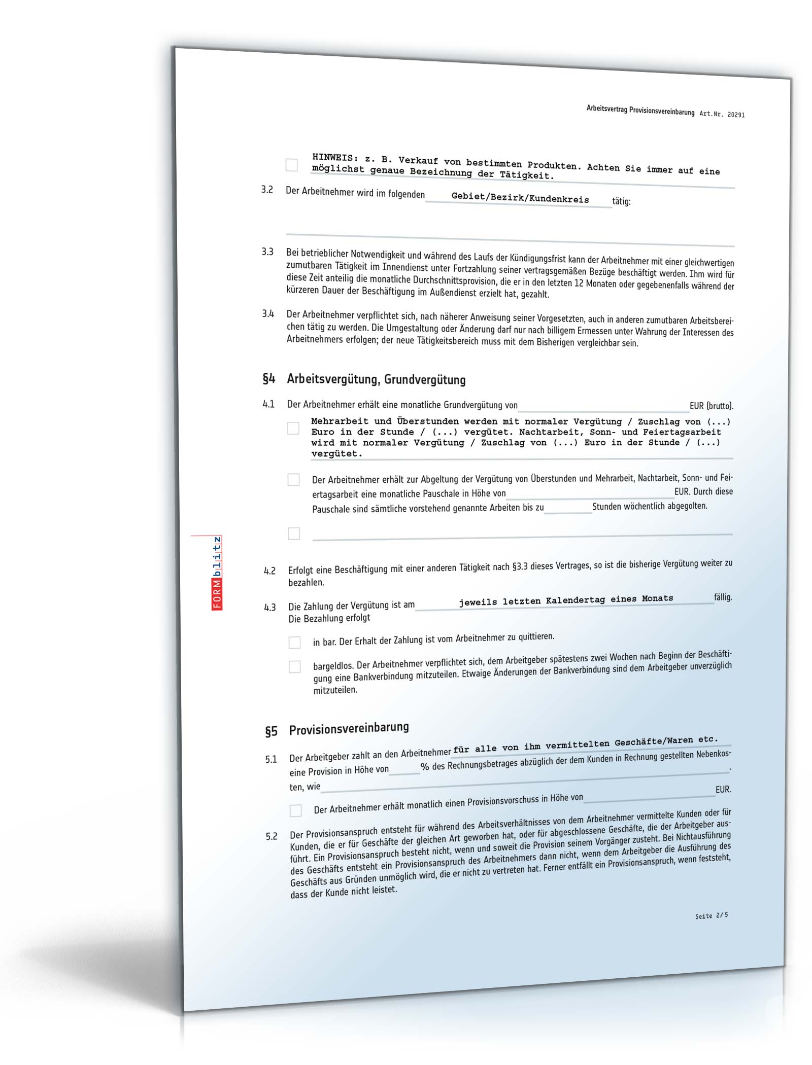 Ergänzung Zum Arbeitsvertrag Formulieren / Formular ...