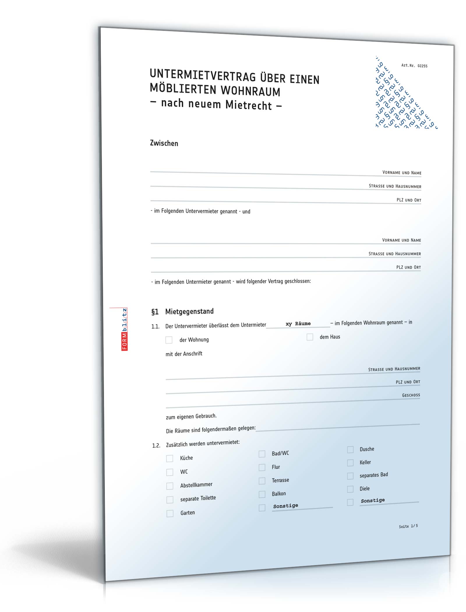 Untermietvertrag Moblierte Wohnung Muster Zum Download