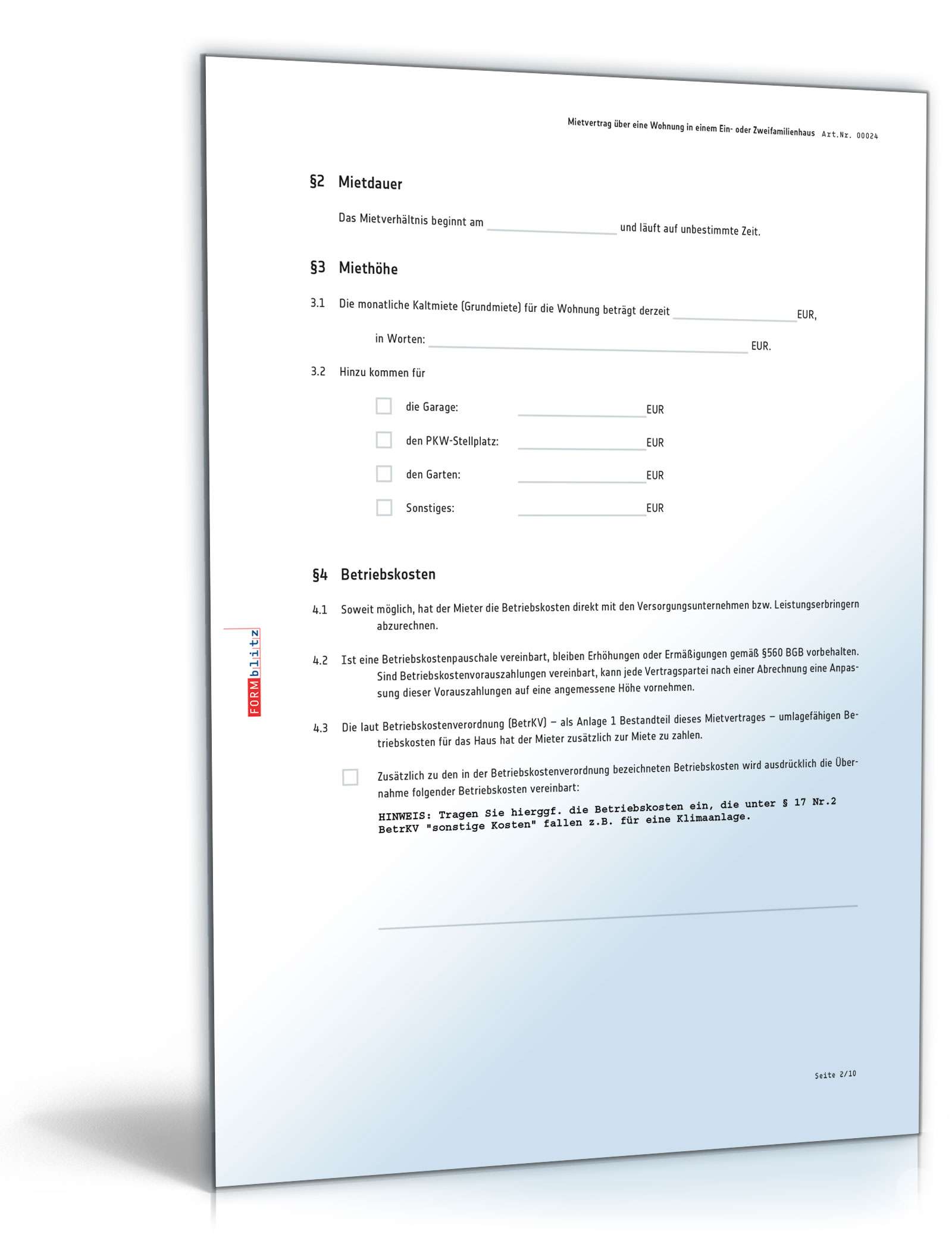 Mietvertrag Einliegerwohnung: Muster als DOC & PDF