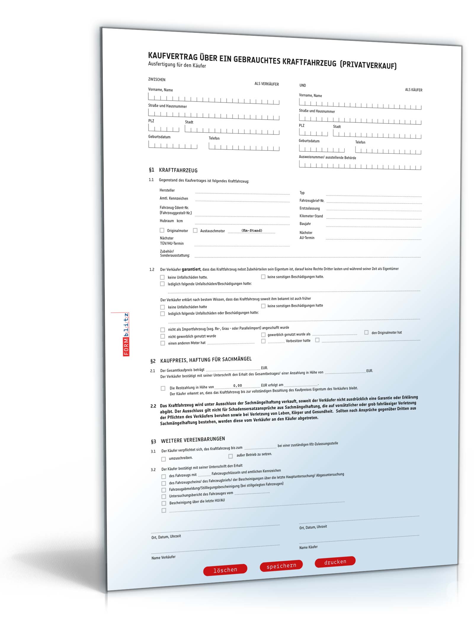 Hauptbild des Produkts: Kfz-Kaufvertrag