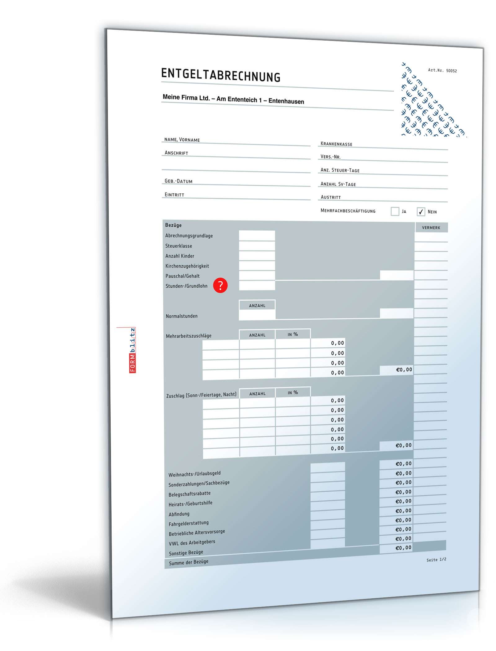 Lohnabrechnung 2015 Formular Zum Download