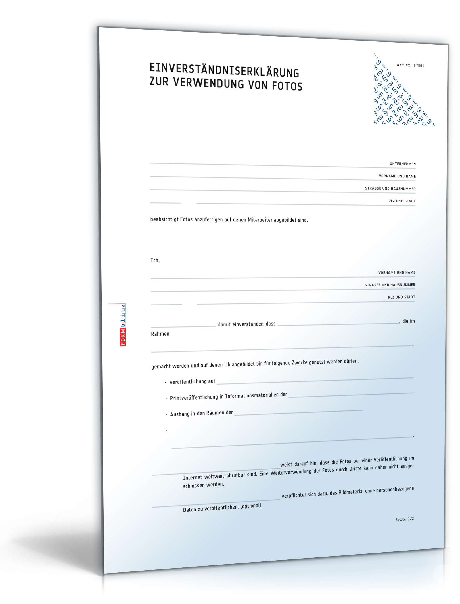 Einwilligung Verwendung Fotos | Muster zum Download