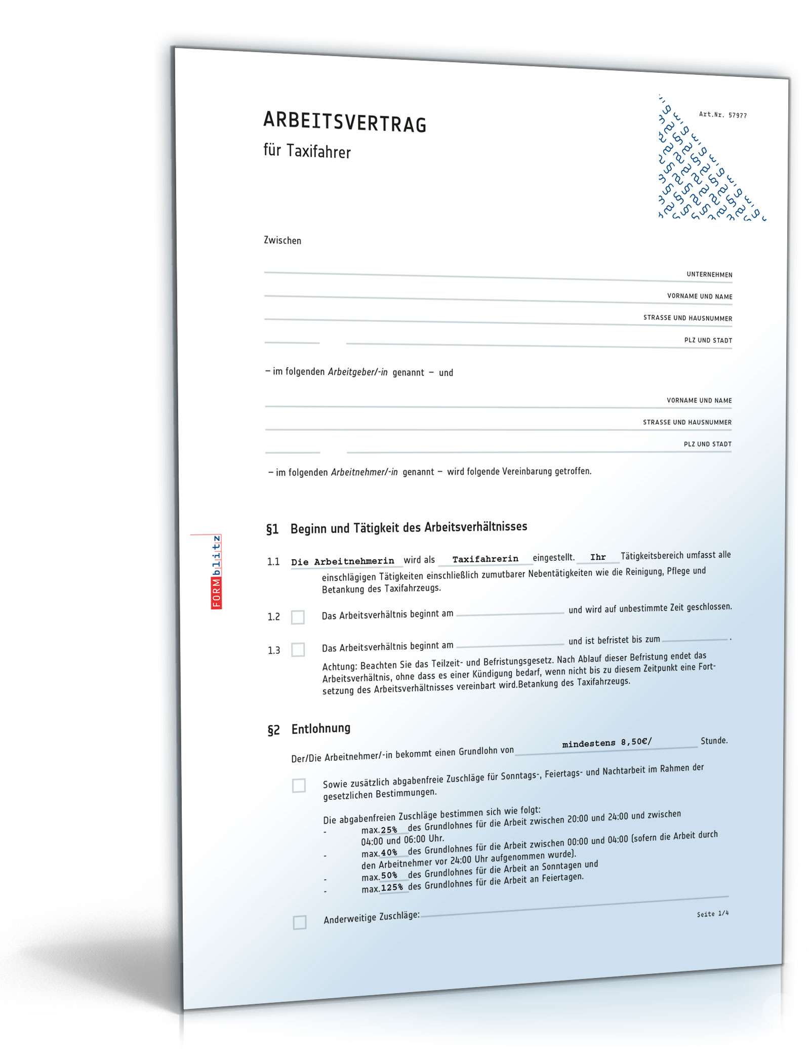 Arbeitsvertrag Teilzeit Pdf