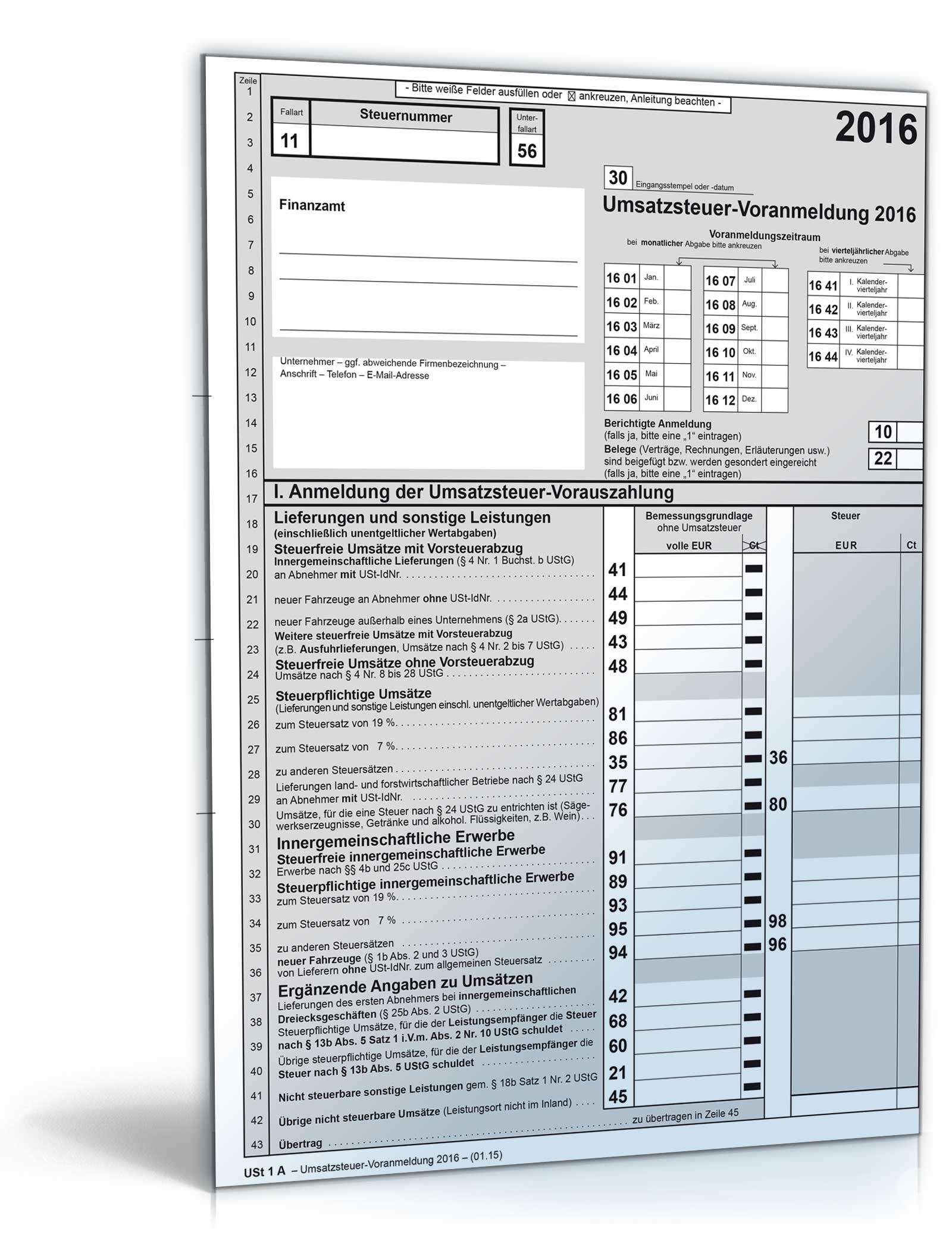 Hauptbild des Produkts: Umsatzsteuer-Voranmeldung 2016