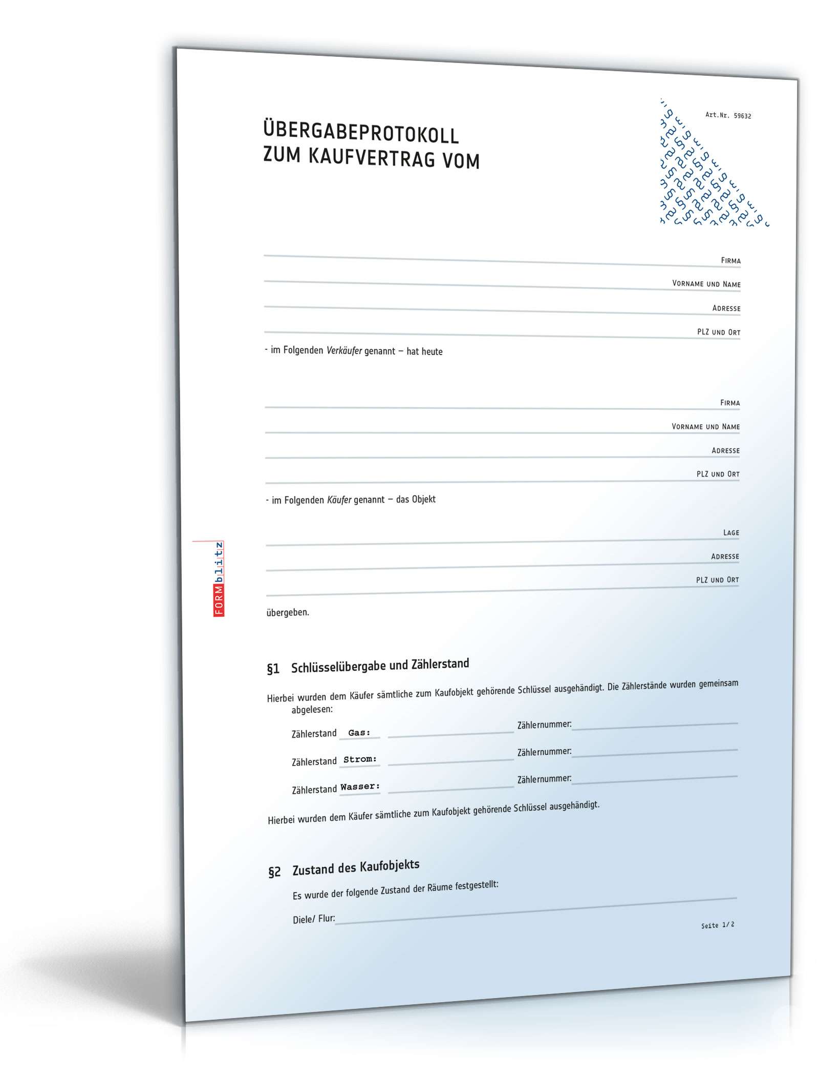 Hauptbild des Produkts: Übergabeprotokoll Hauskauf