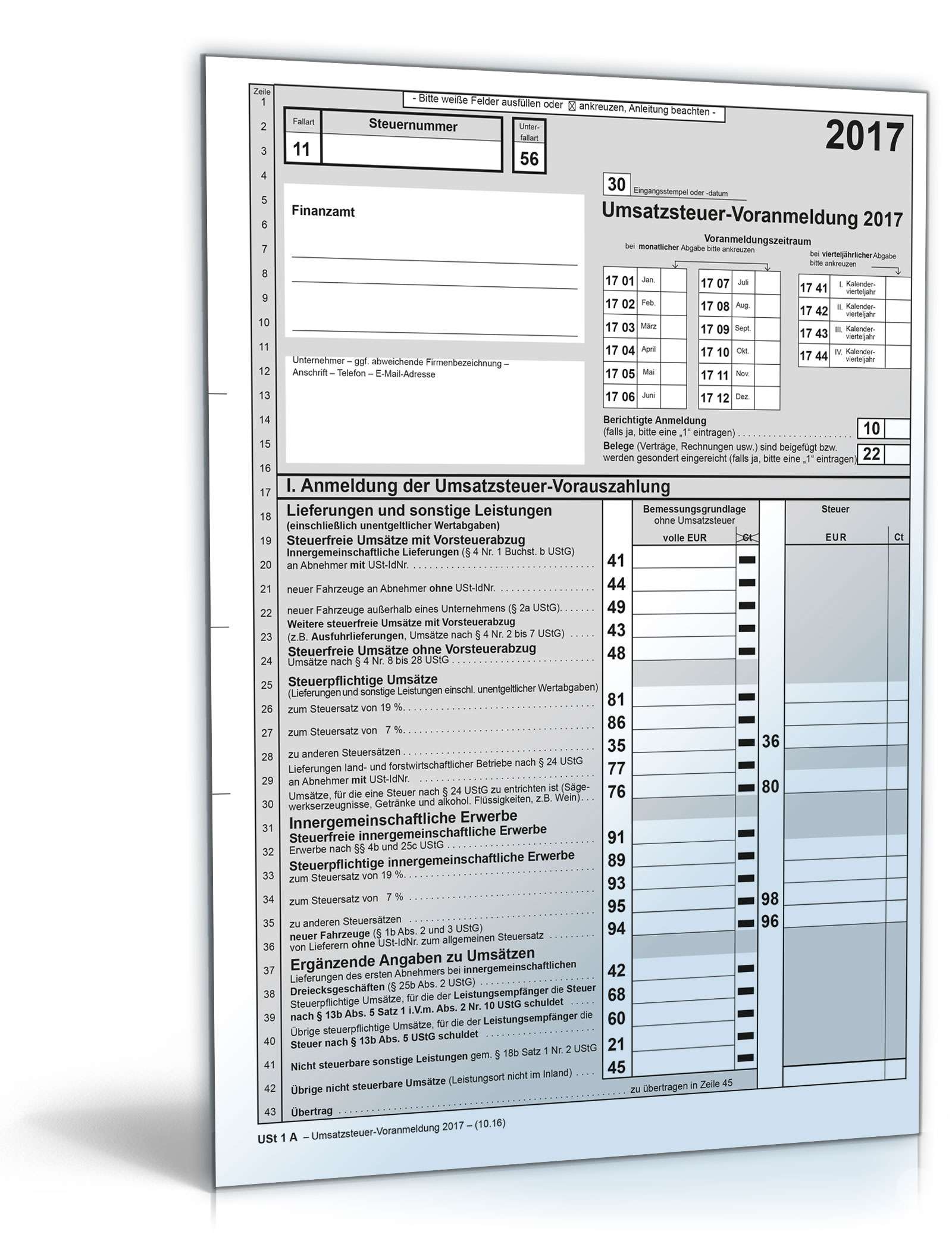 Hauptbild des Produkts: Umsatzsteuer-Voranmeldung 2017
