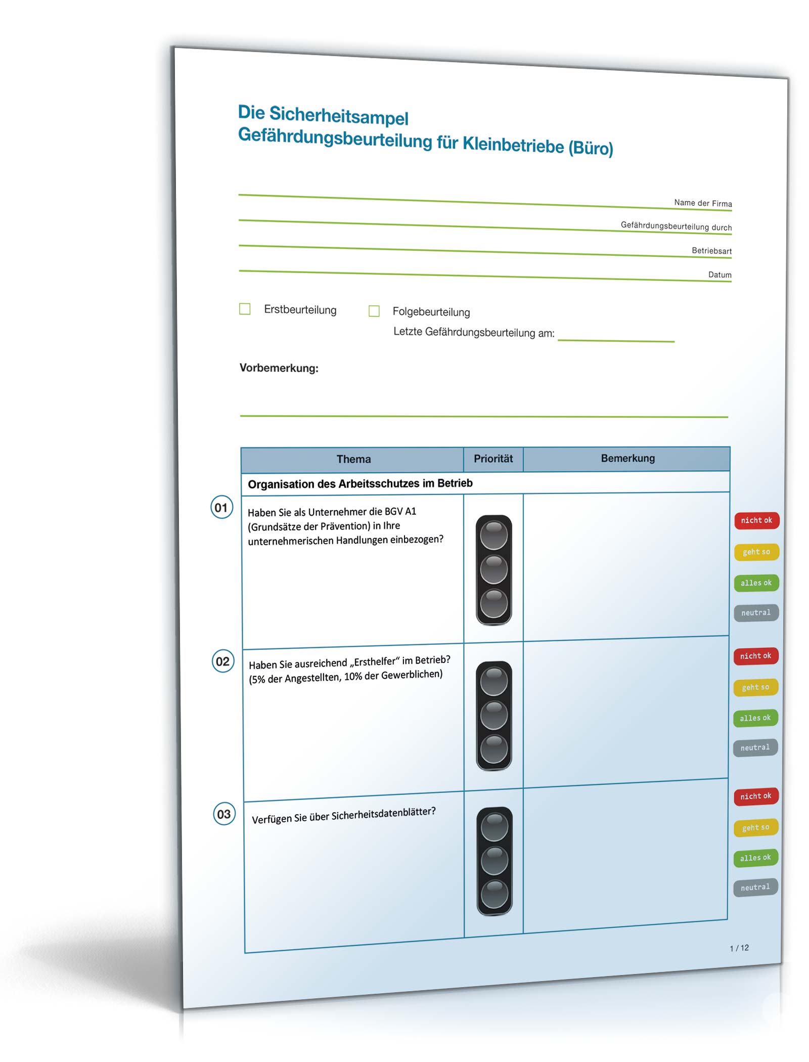 Hauptbild des Produkts: Gefährdungsbeurteilung Kleinbetriebe Büro