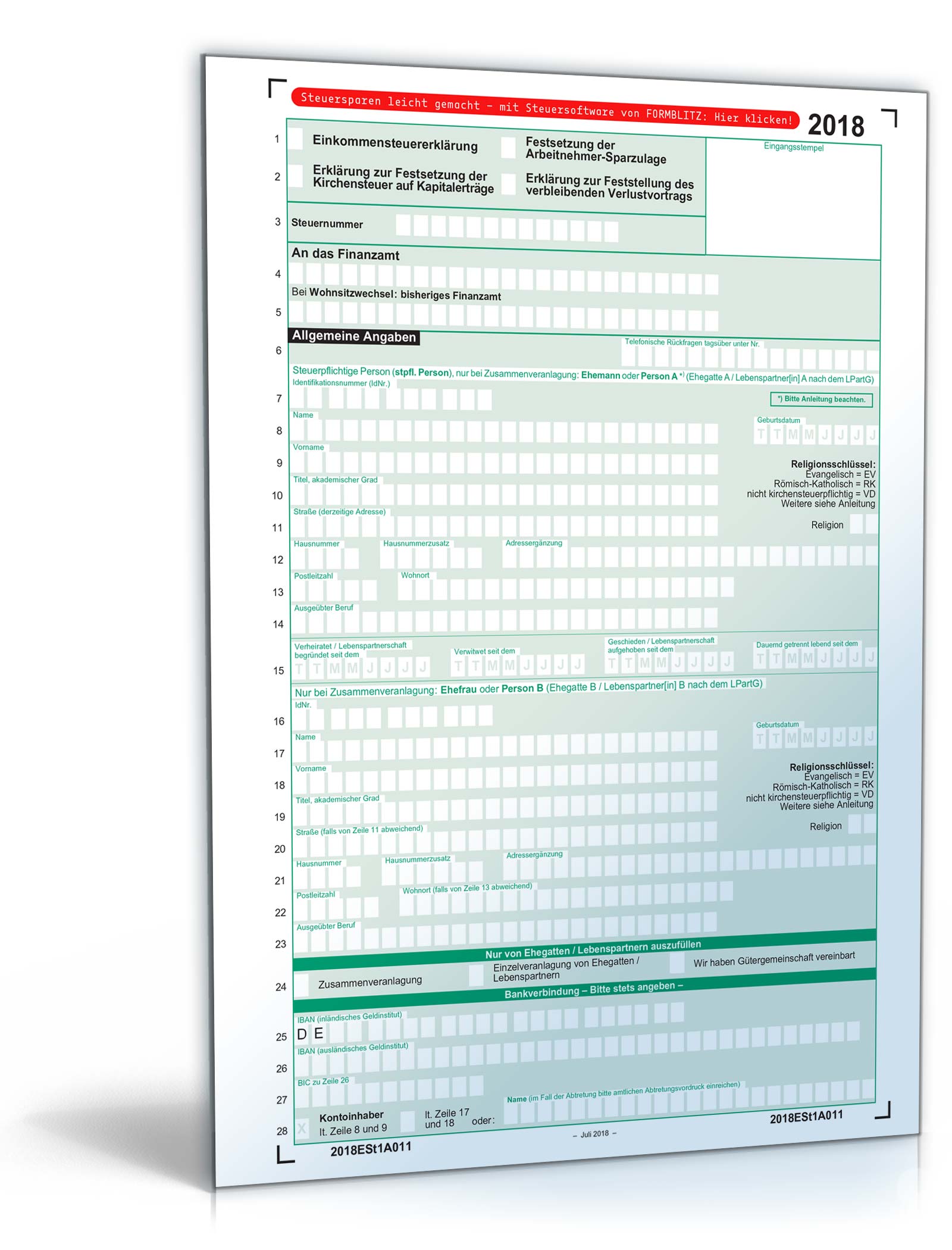 Einkommensteuererklärung 2018 formulare pdf