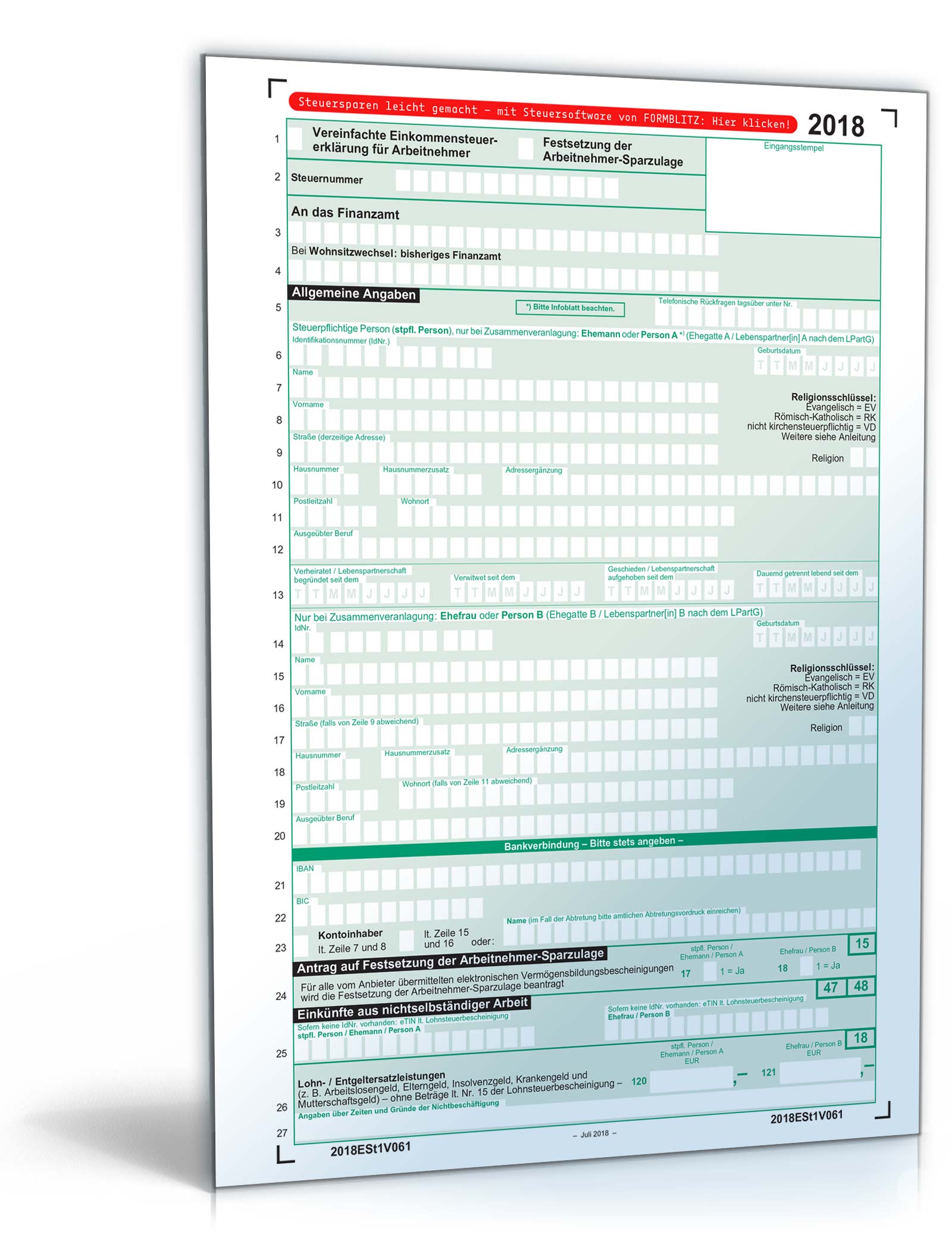 Einkommensteuererklärung 2018 formulare pdf