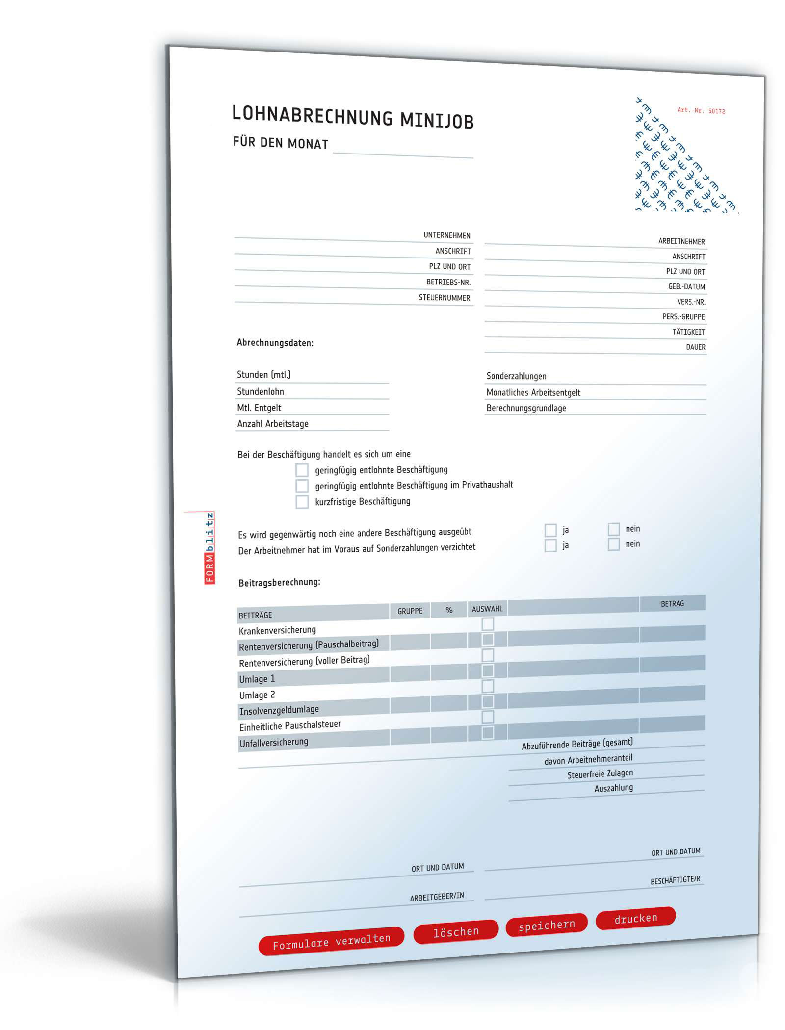 Hauptbild des Produkts: Lohnabrechnung Minijob 2024