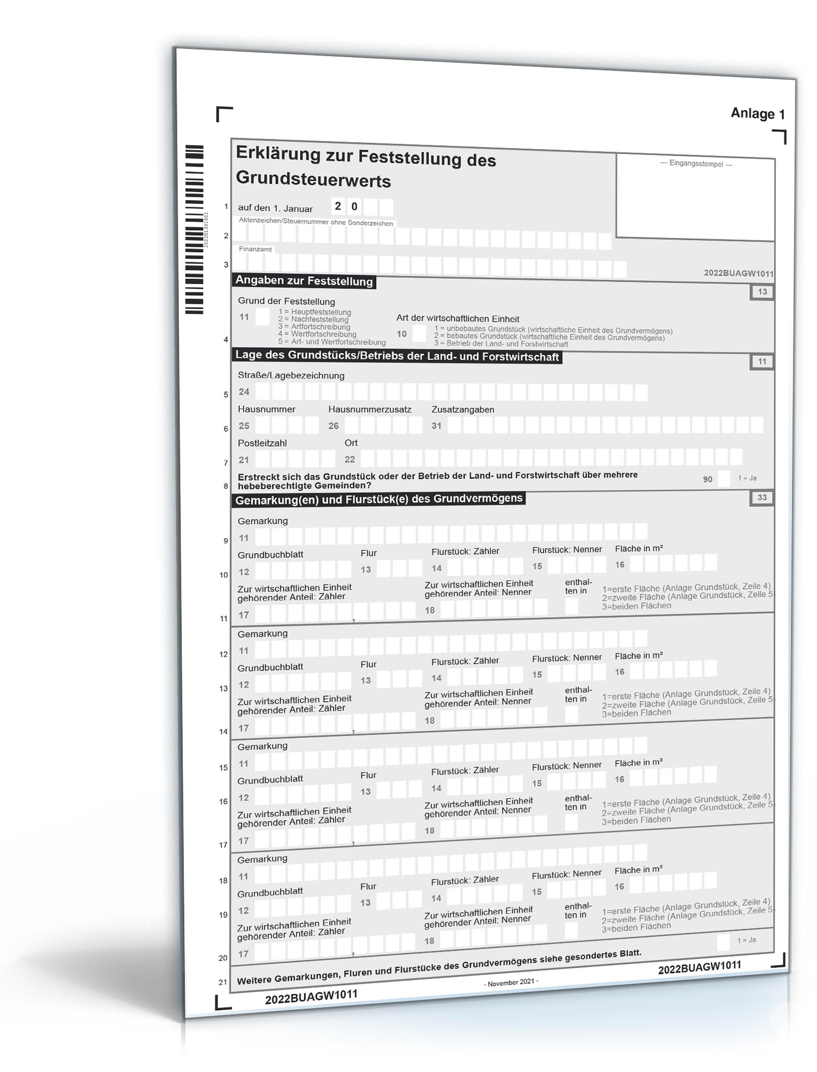 Hauptbild des Produkts: Grundsteuererklärung Formular