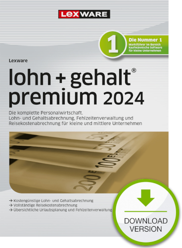 Hauptbild des Produkts: Lexware lohn+gehalt premium 2024 - Abo Version