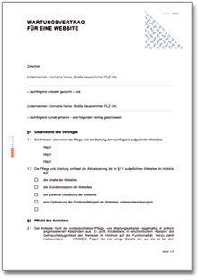 Website Wartungsvertrag Rechtssicheres Muster Zum Download