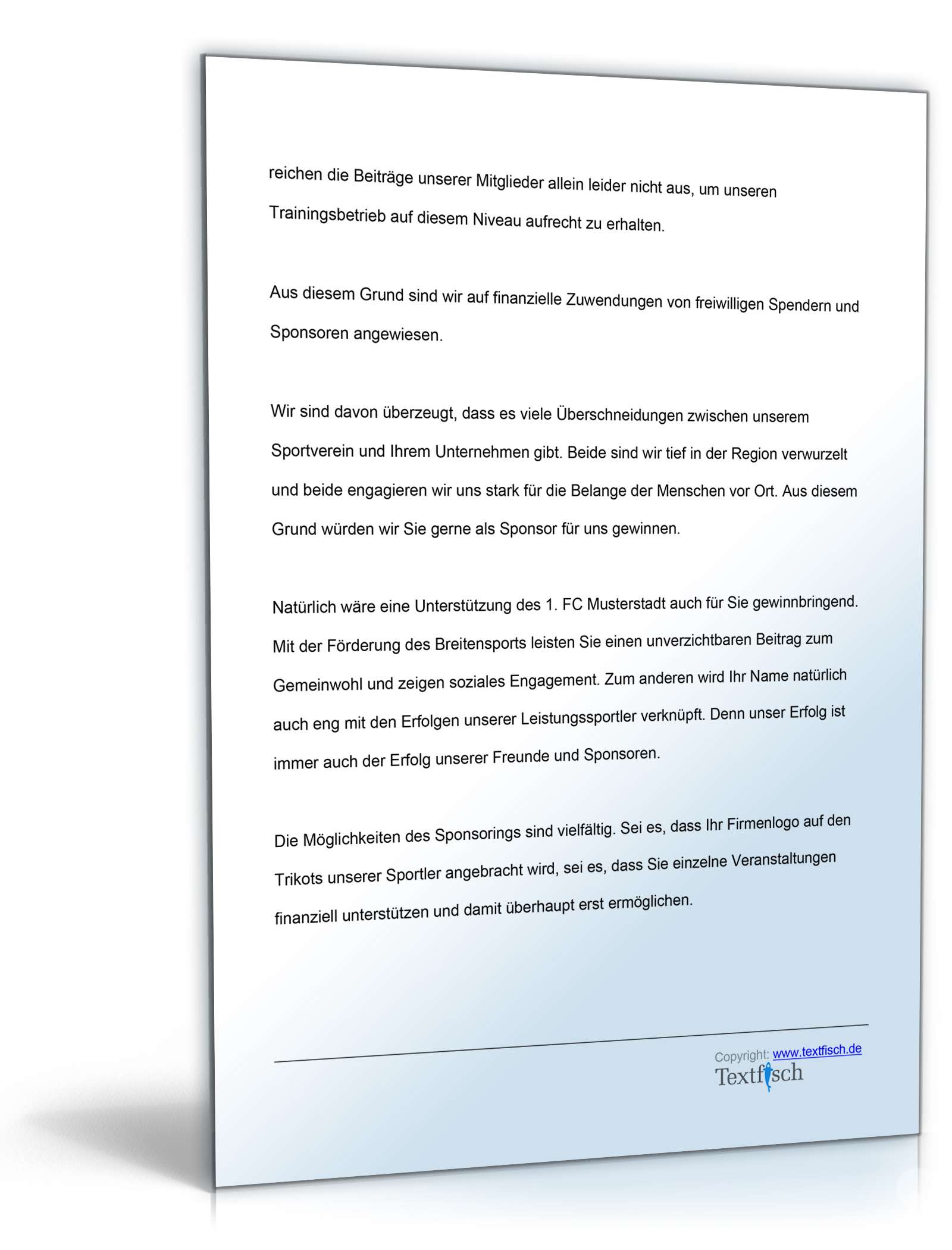 Sponsoringschreiben Sportverein | Muster zum Download