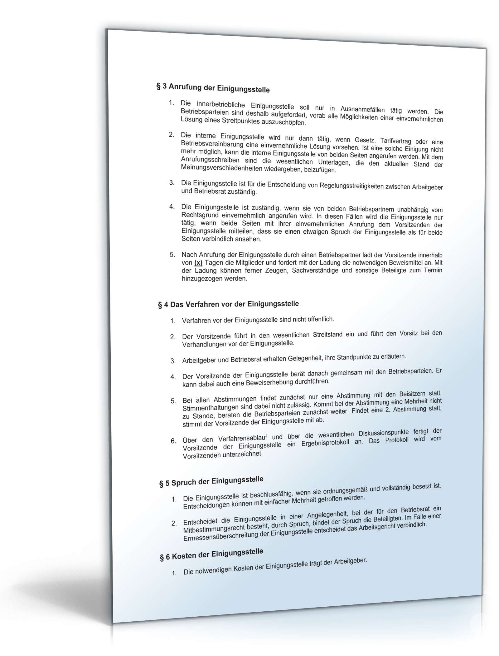 Hauptbild des Produkts: Betriebsvereinbarung Einigungsstelle