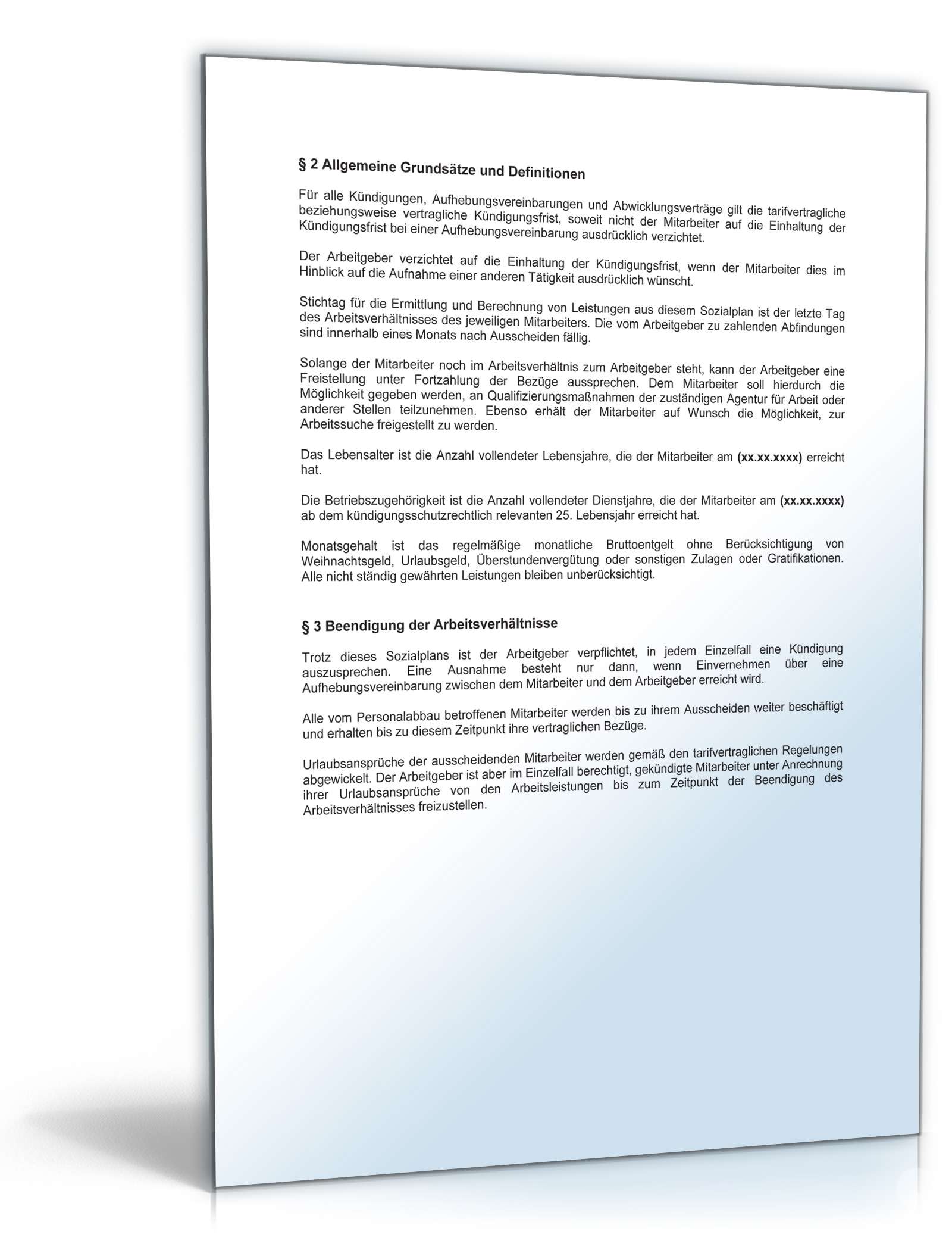 Hauptbild des Produkts: Betriebsvereinbarung über den Sozialplan wegen Personalabbau