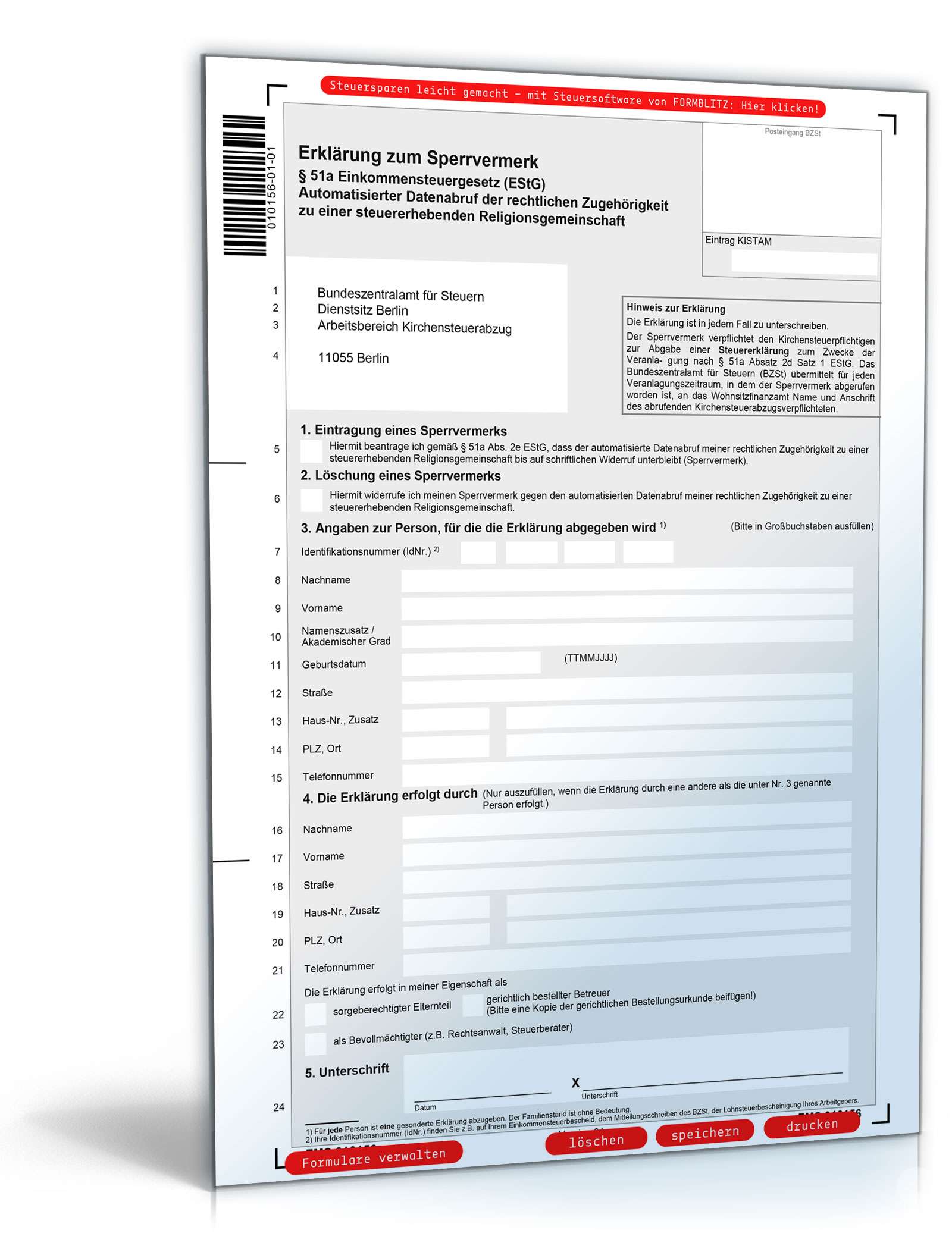 Hauptbild des Produkts: Erklärung zum Sperrvermerk