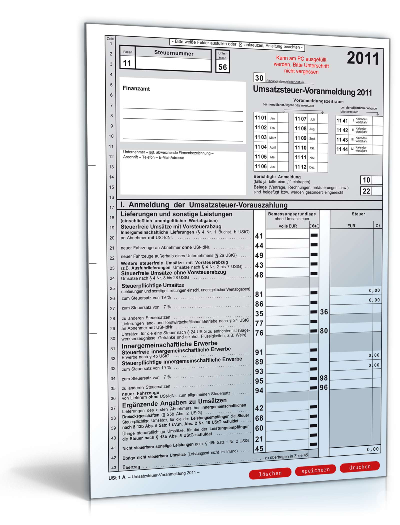 Hauptbild des Produkts: Umsatzsteuervoranmeldung 2011