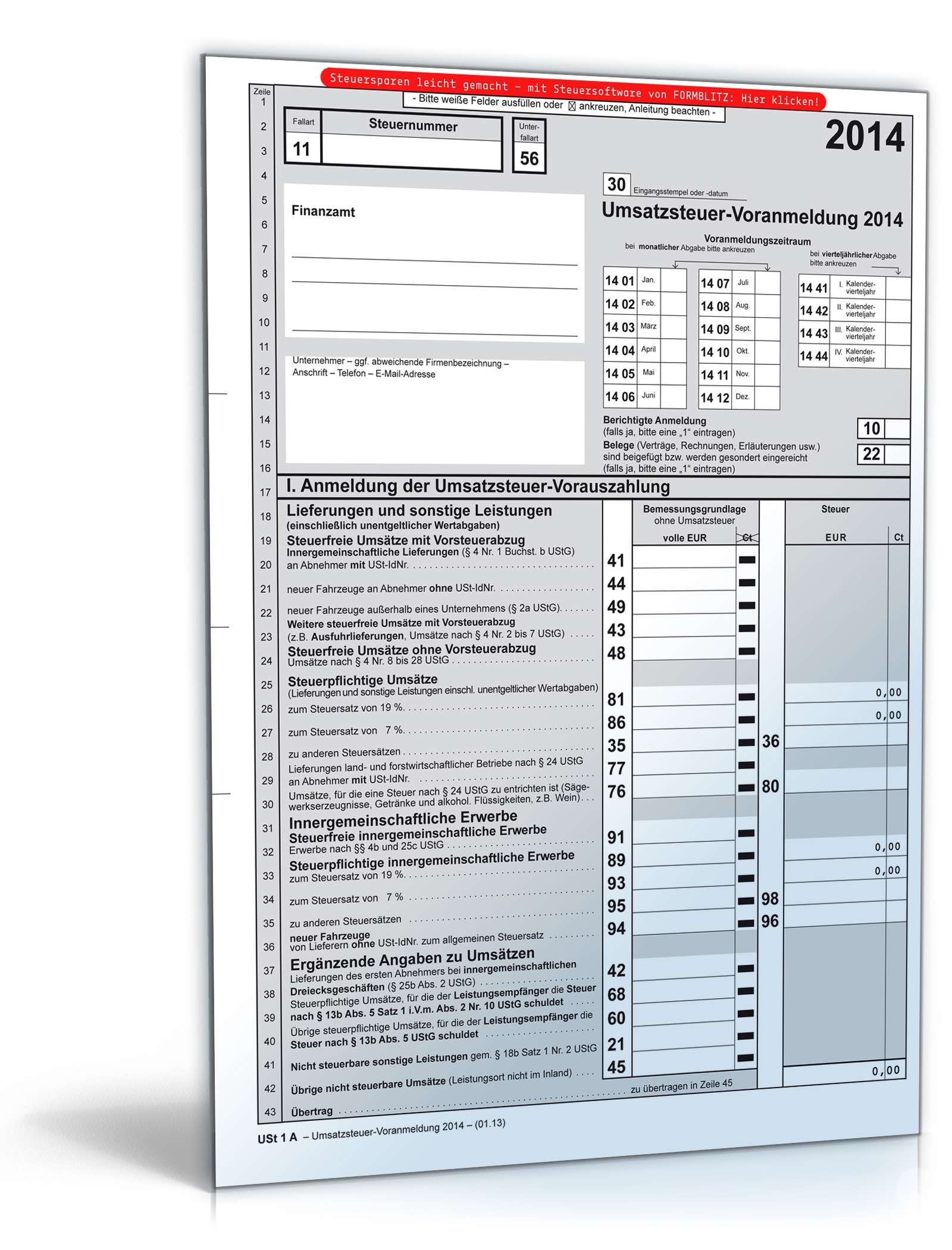 Hauptbild des Produkts: Umsatzsteuervoranmeldung 2014