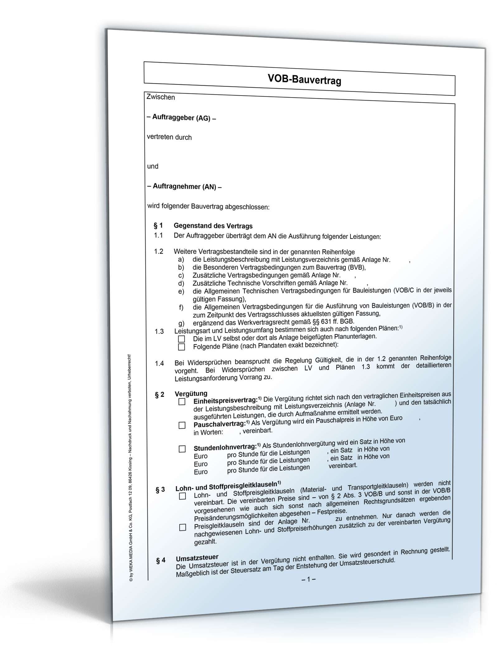 VOB-Bauvertrag | Muster zum Download