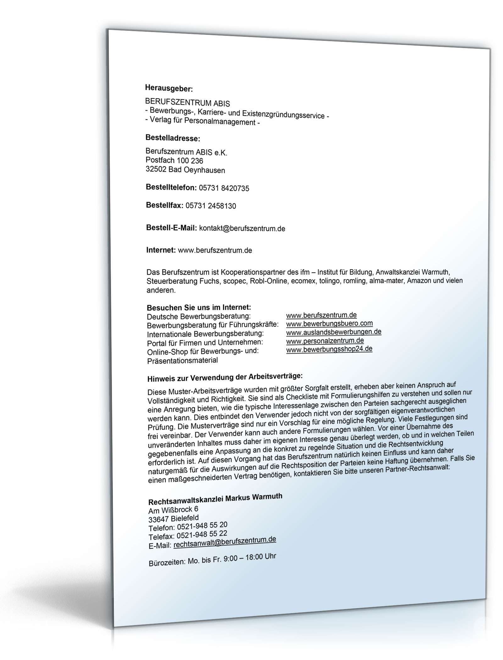 Arbeitsvertrag Minijob mit Traifbindung | Muster zum Download
