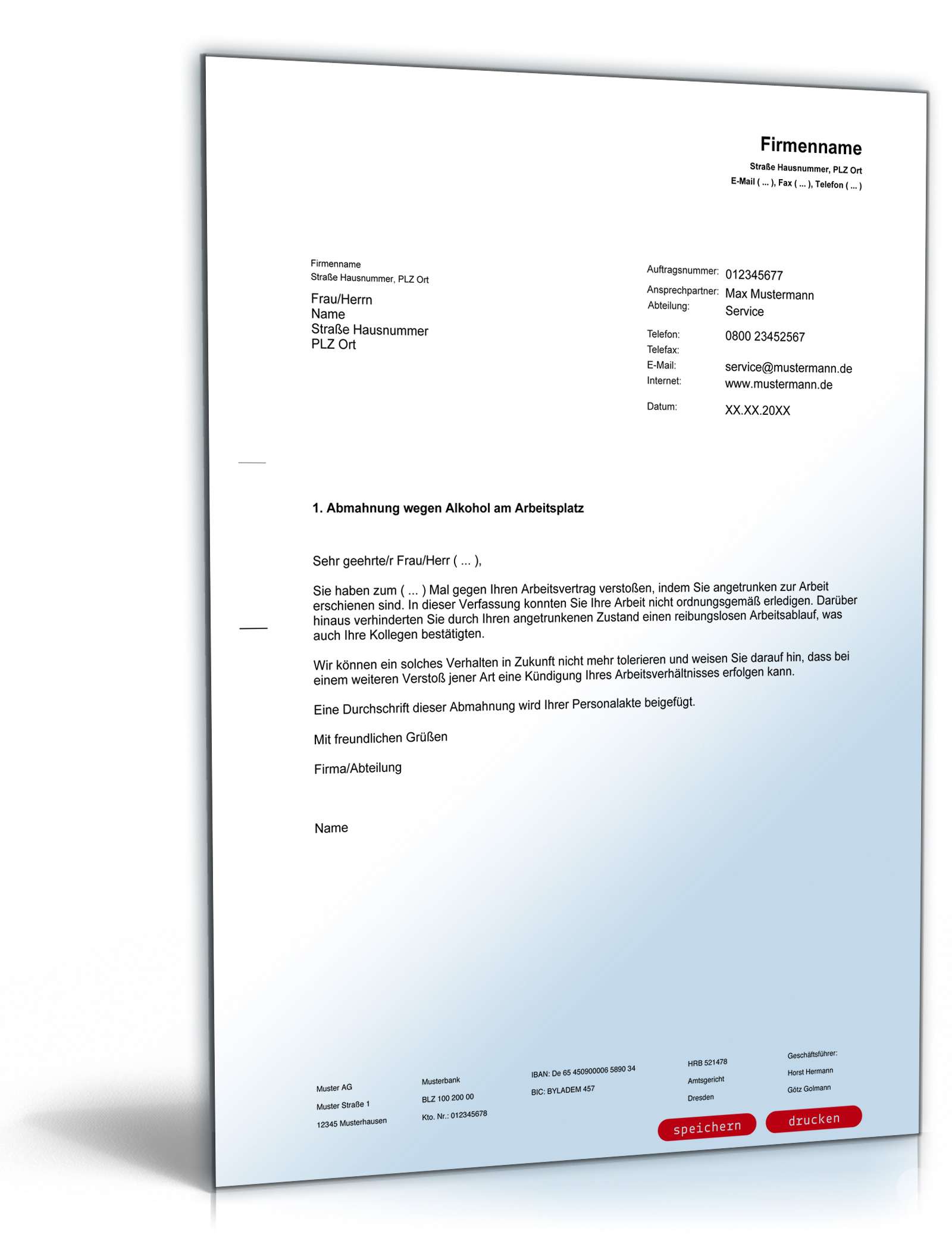 Abmahnungen im Paket - Muster-Vorlagen zum Download