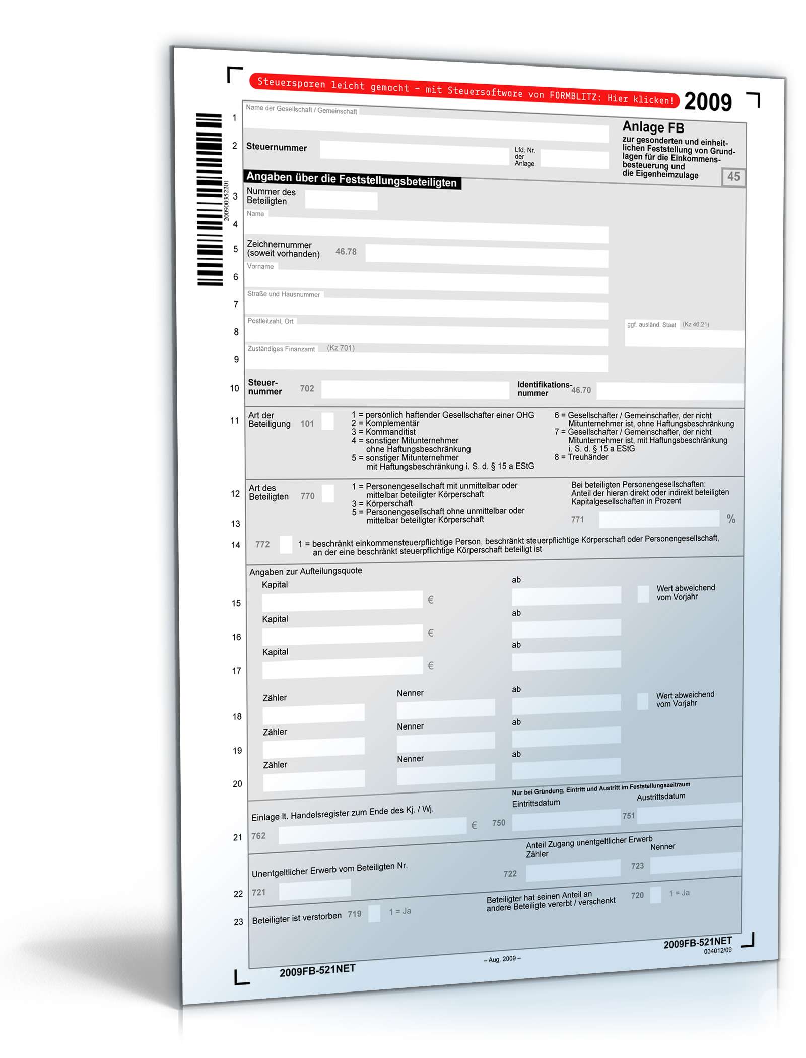 Anlage FB 2009 | Steuerformular zum Download