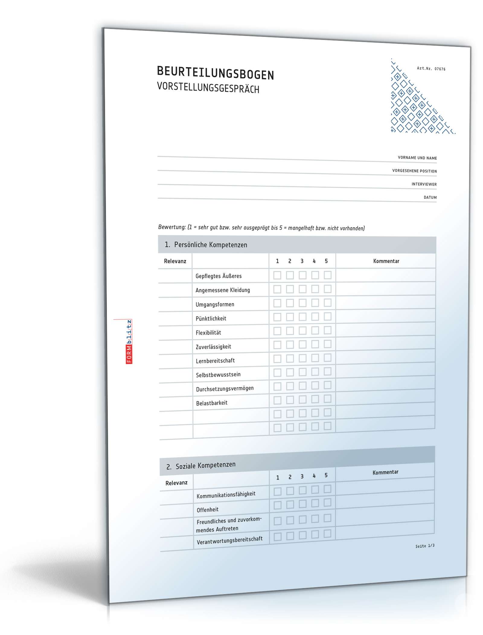 Hauptbild des Produkts: Auswertung Vorstellungsgespräch